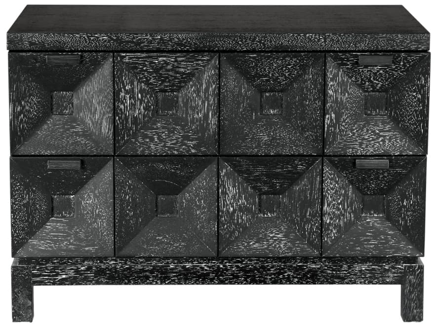 Noir Musashi 3-Drawers Walnut Wood Double Dresser
