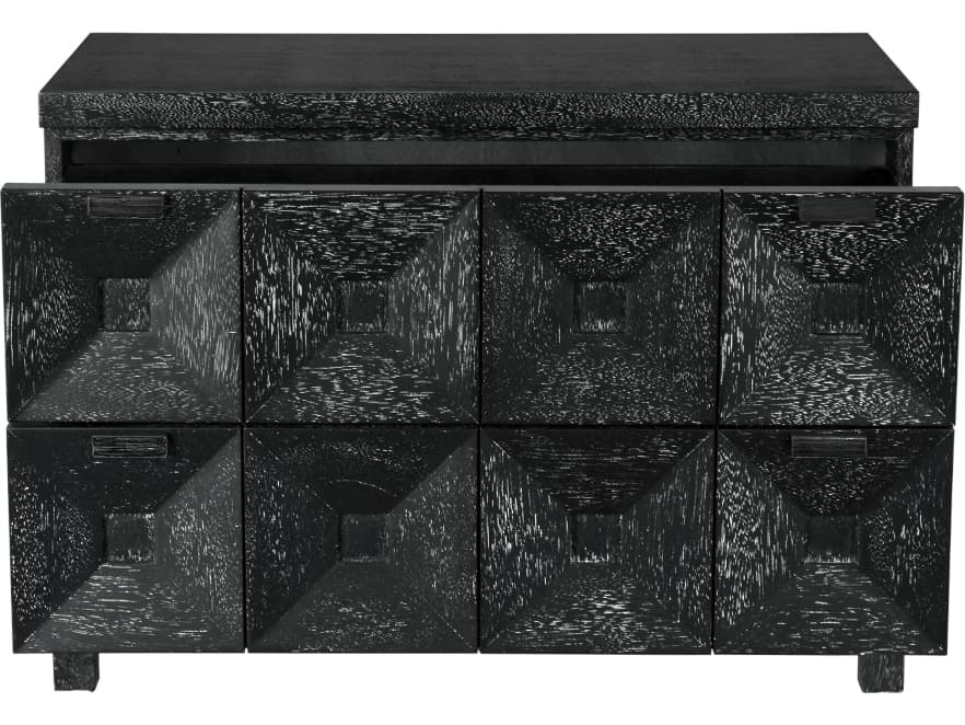 Noir Musashi 3-Drawers Walnut Wood Double Dresser