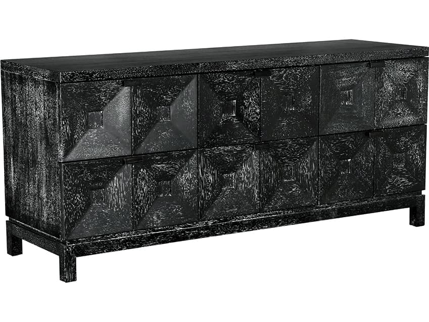 Noir Musashi 6-Drawers Walnut Wood Double Dresser