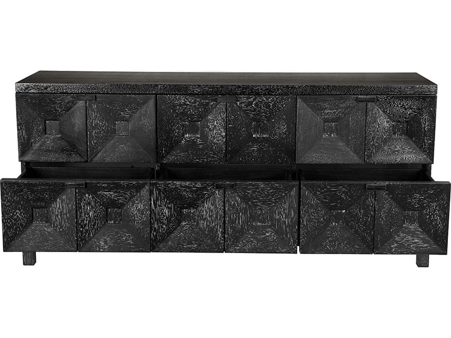 Noir Musashi 6-Drawers Walnut Wood Double Dresser