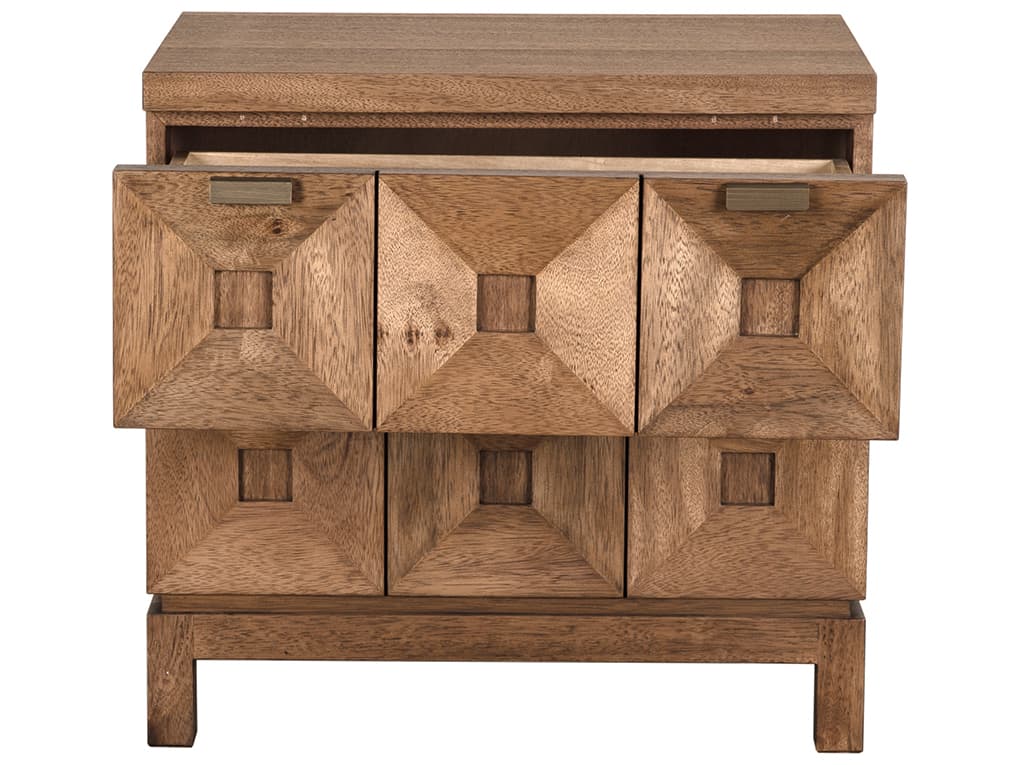 Noir Musashi 2-Drawers Brown Walnut Wood Nightstand