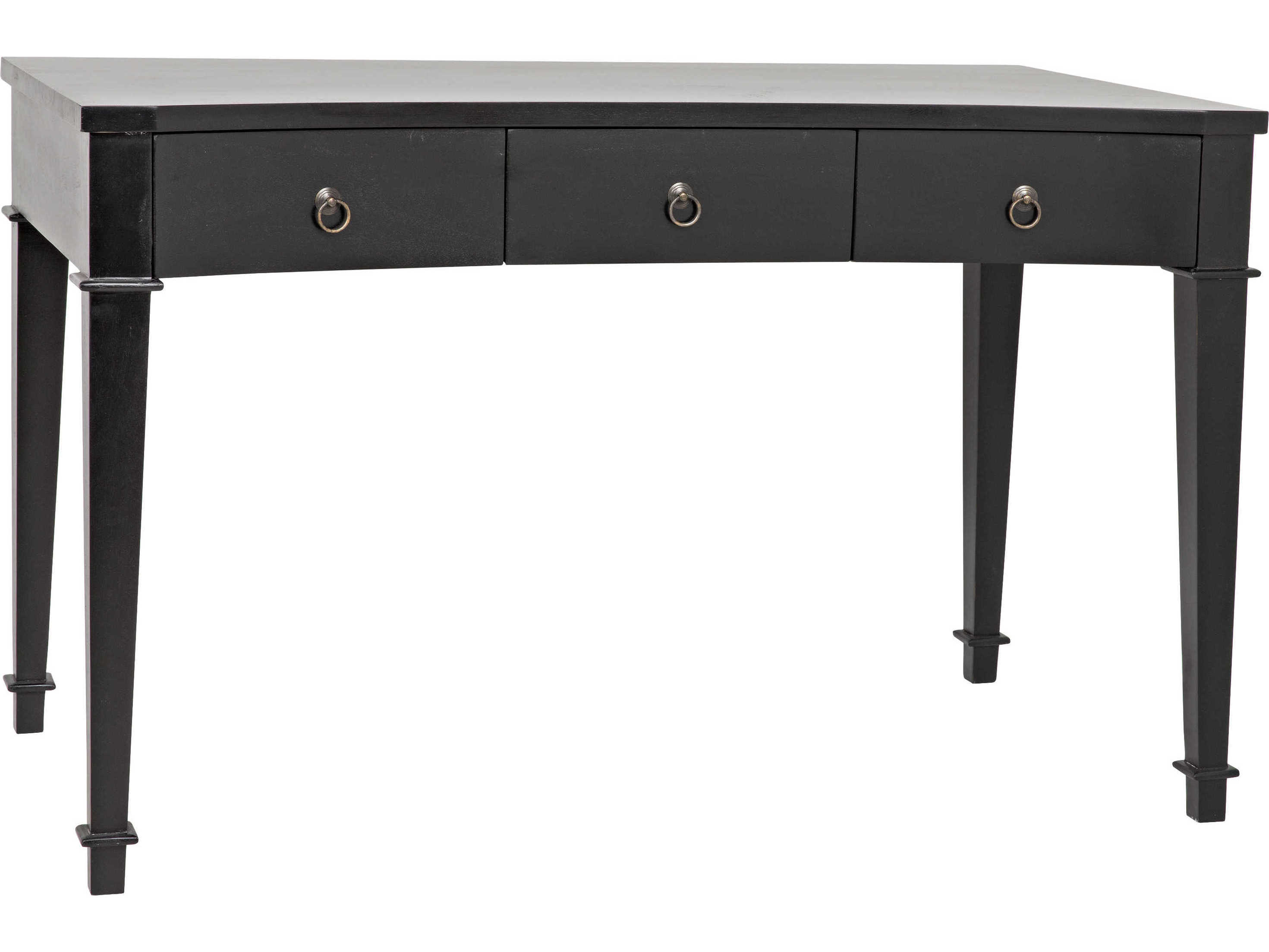 Noir Office Essentials Hand Rubbed Black Mahogany Wood Secretary Desk