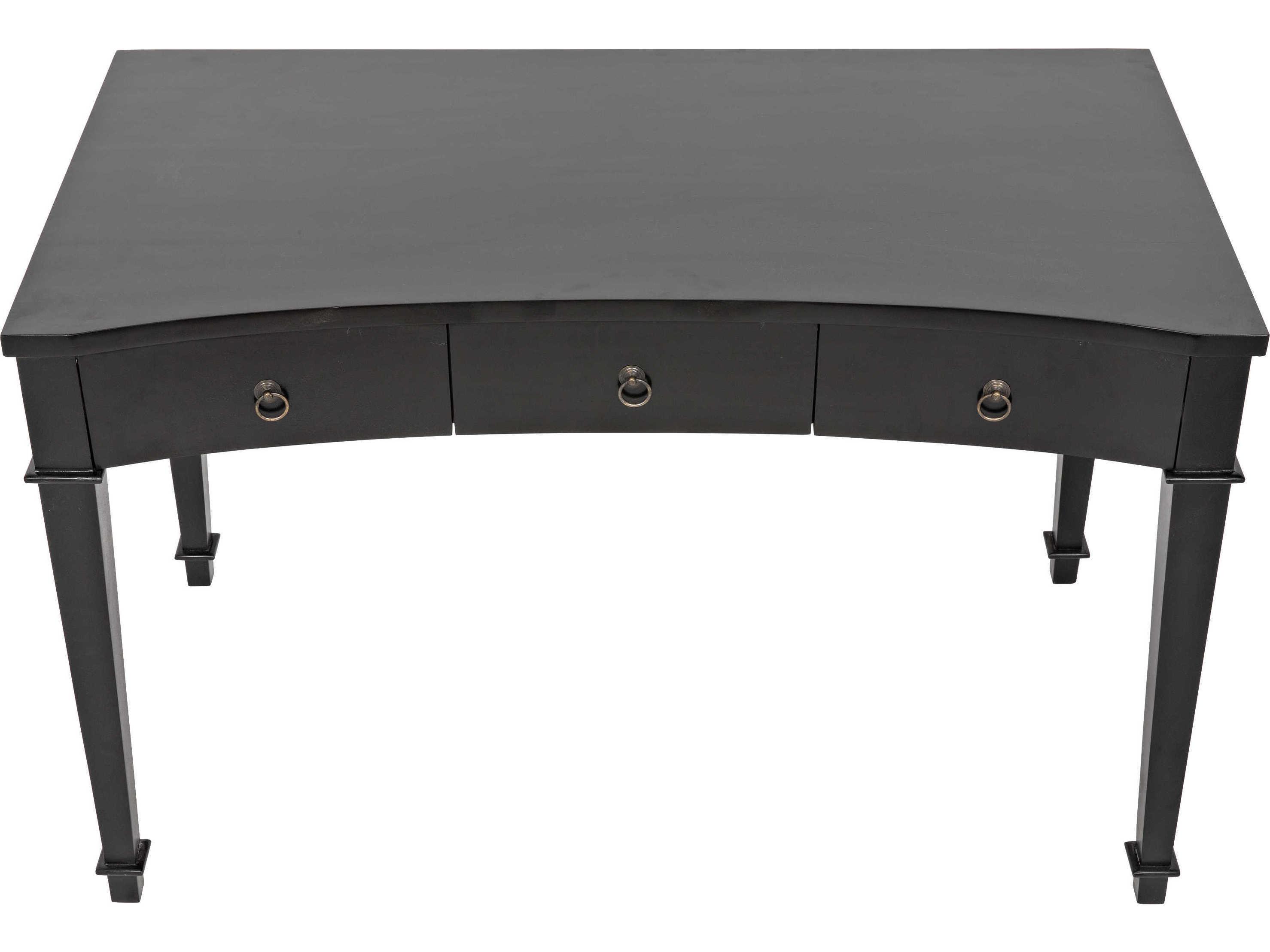 Noir Office Essentials Hand Rubbed Black Mahogany Wood Secretary Desk