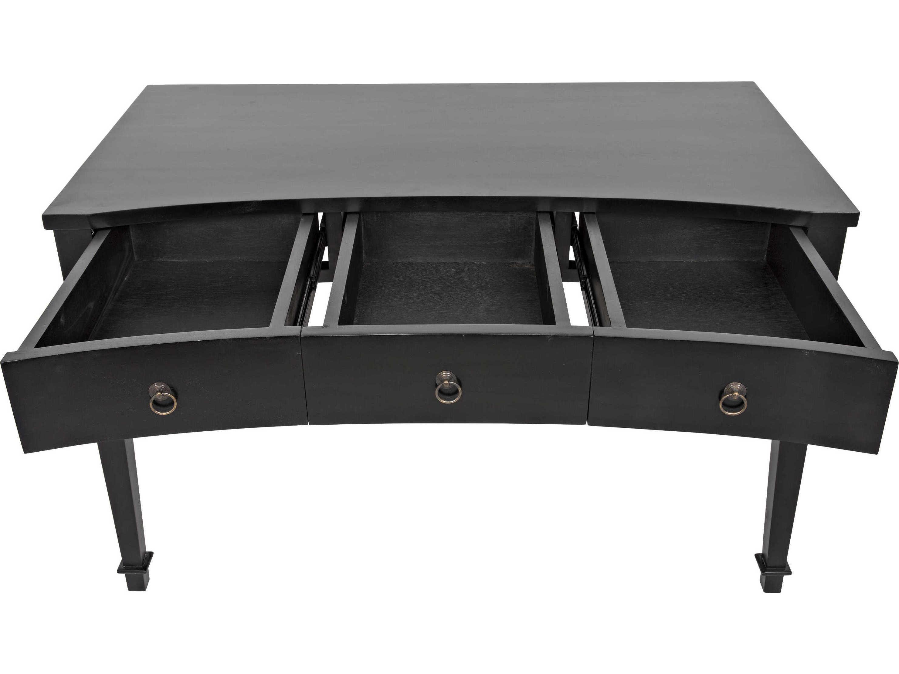 Noir Office Essentials Hand Rubbed Black Mahogany Wood Secretary Desk