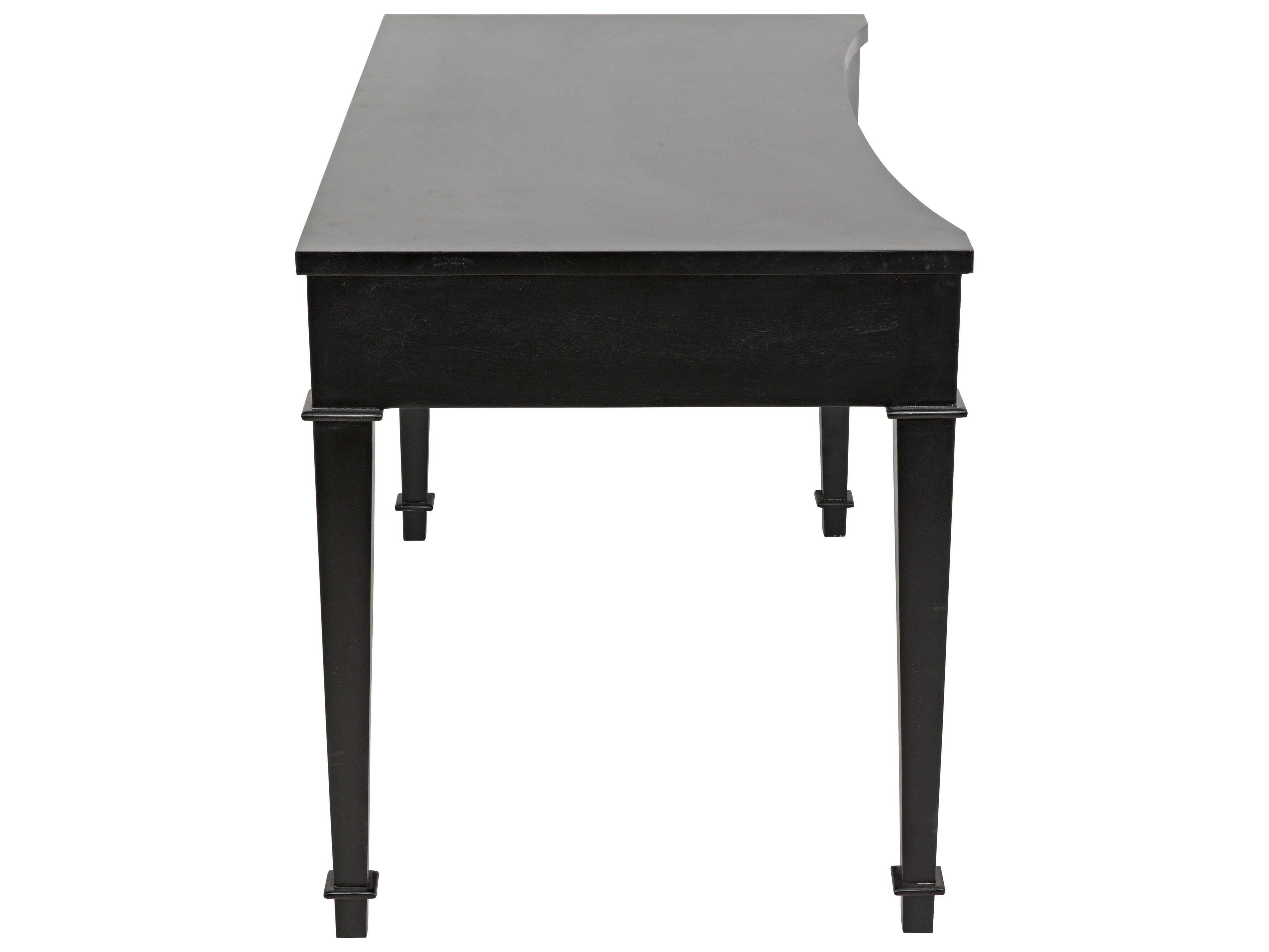 Noir Office Essentials Hand Rubbed Black Mahogany Wood Secretary Desk