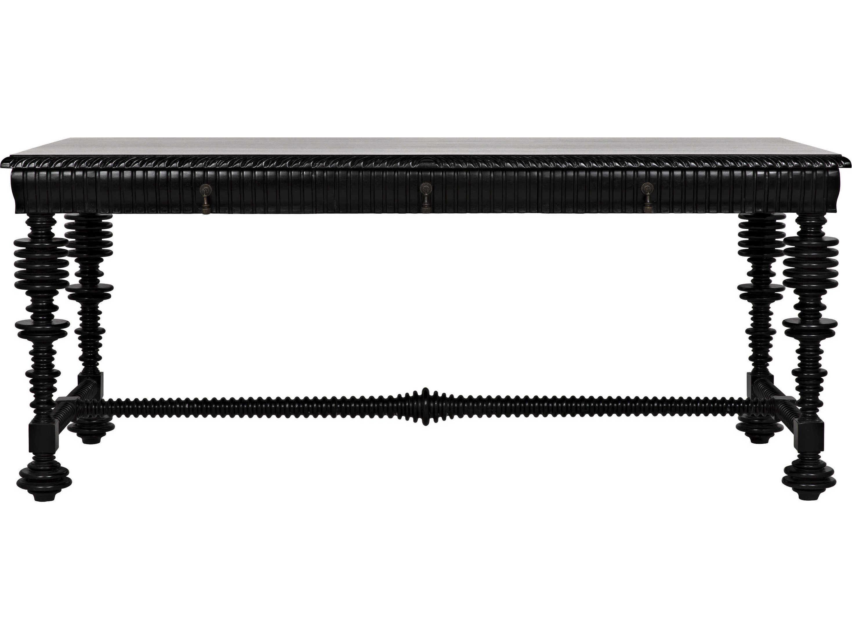 Noir Office Essentials Hand Rubbed Black Mahogany Wood Secretary Desk