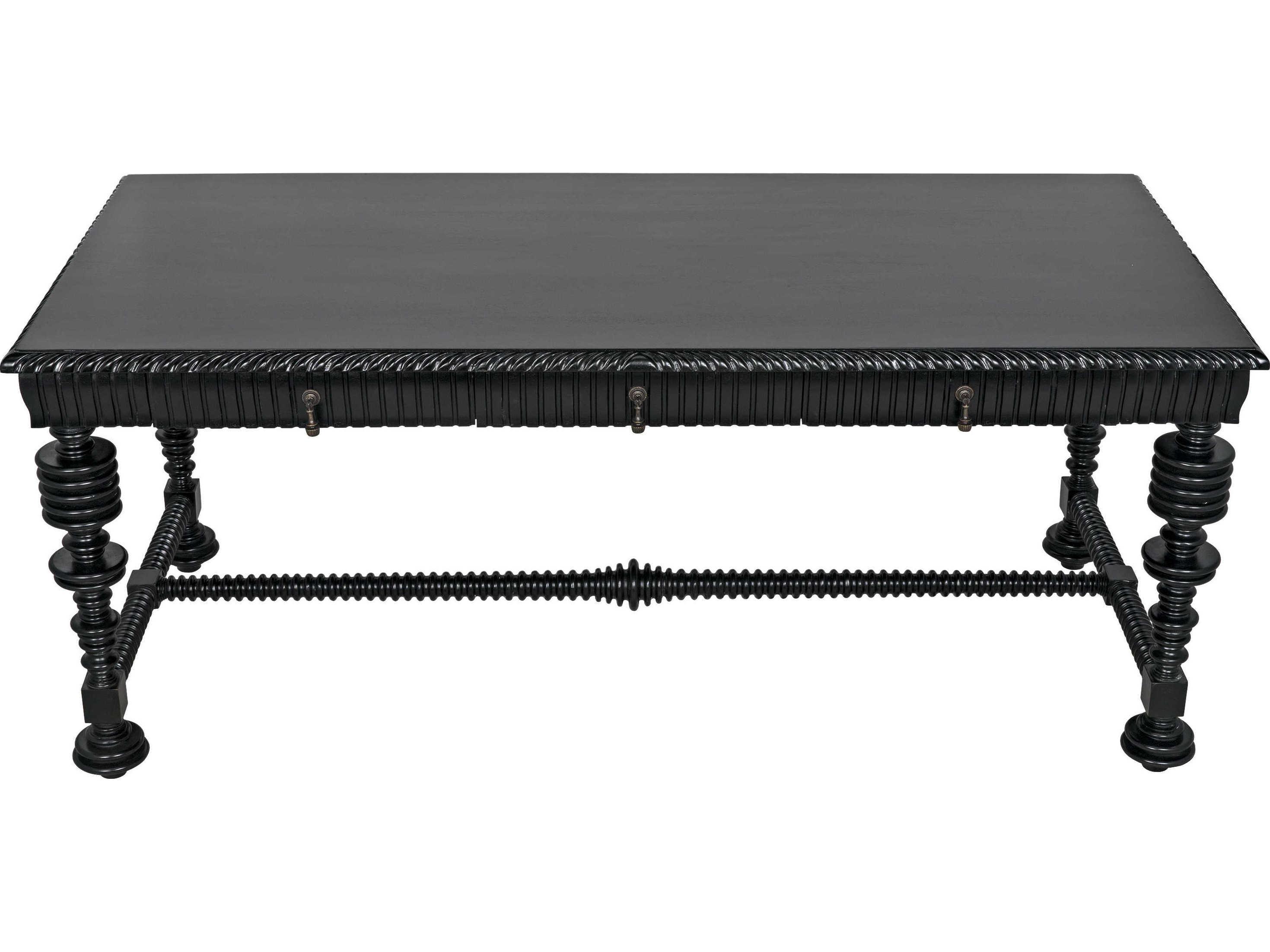 Noir Office Essentials Hand Rubbed Black Mahogany Wood Secretary Desk