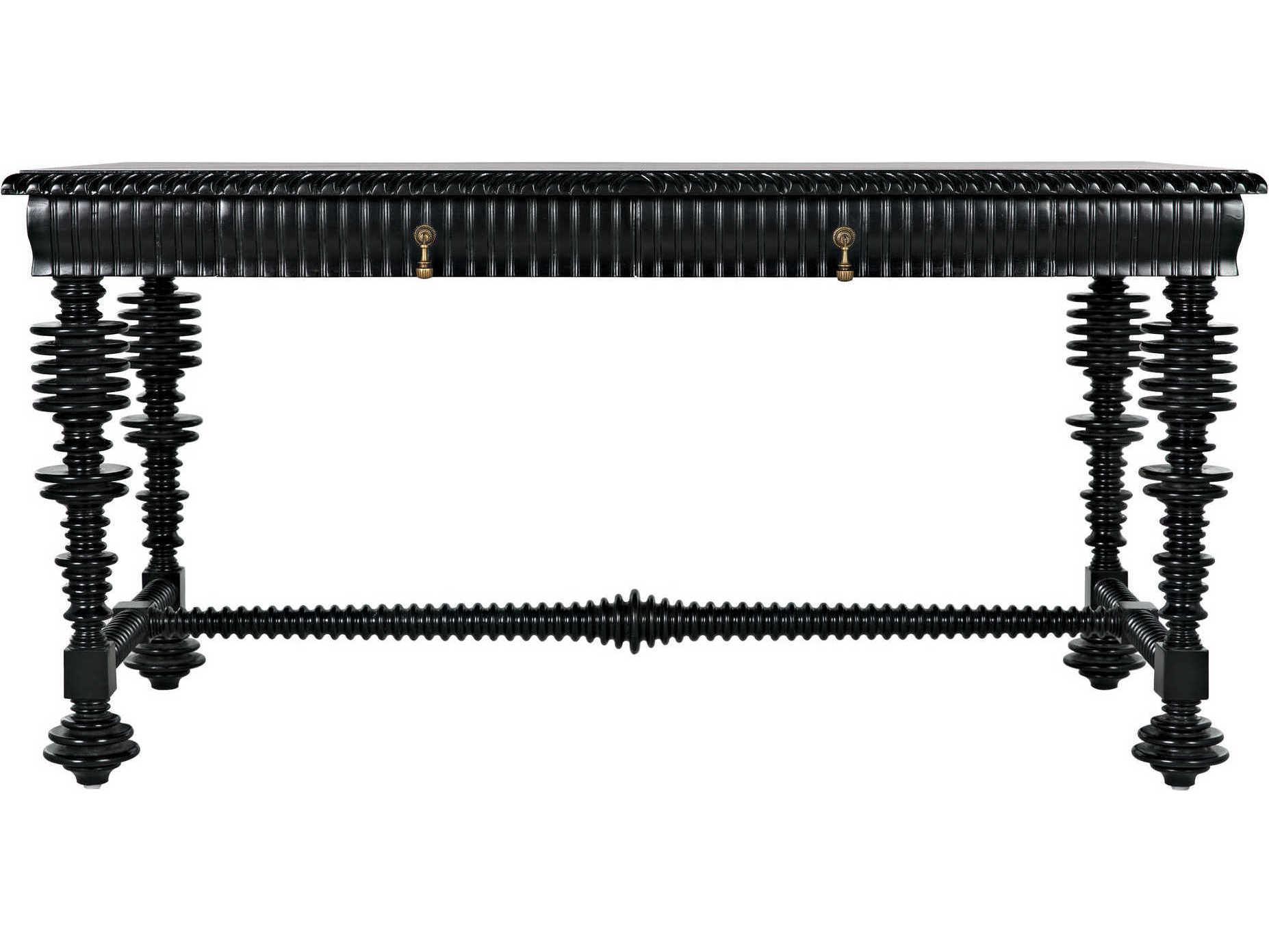 Noir Hand Rubbed Black Mahogany Wood Secretary Desk Writing