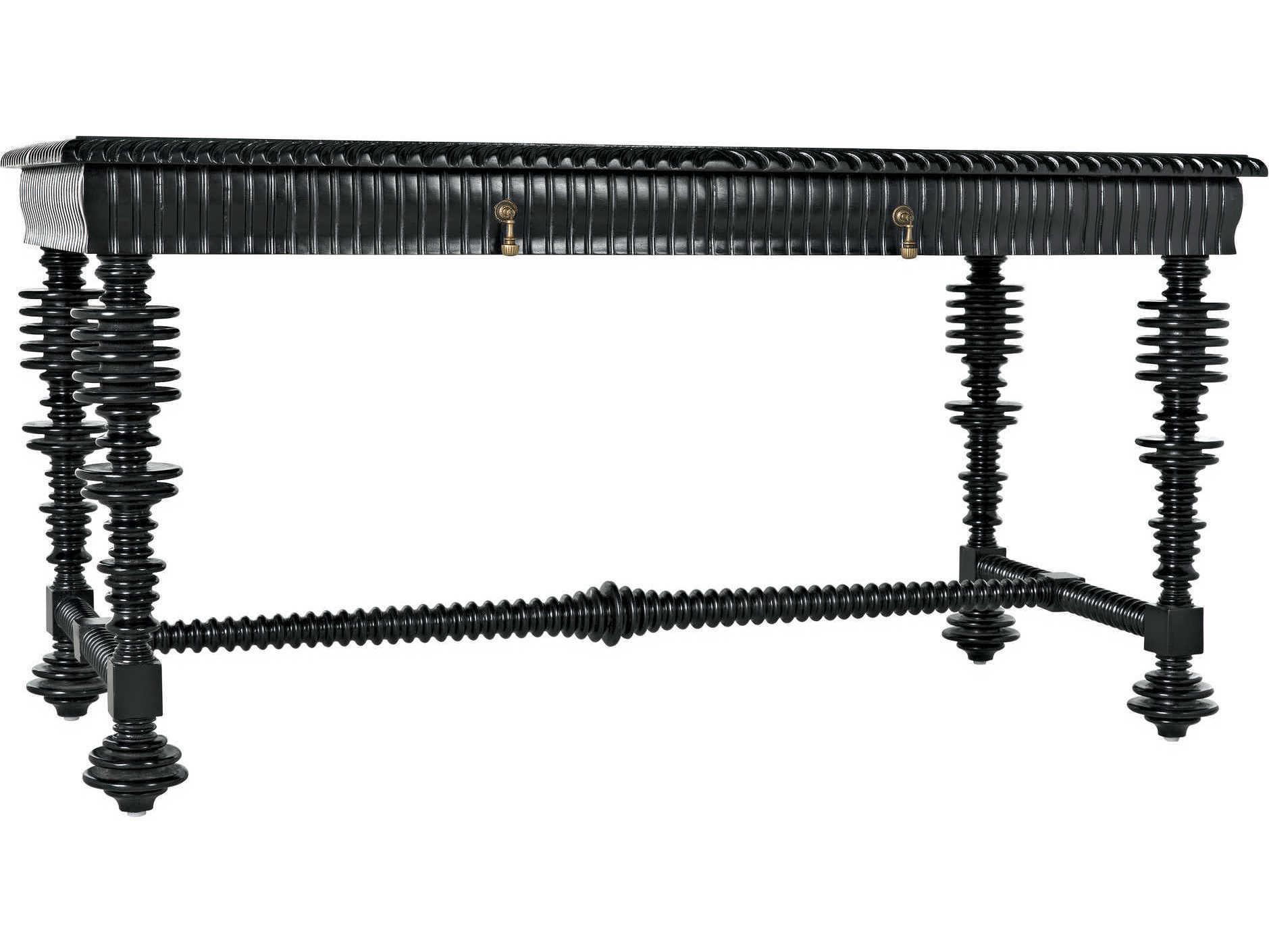 Noir Hand Rubbed Black Mahogany Wood Secretary Desk Writing