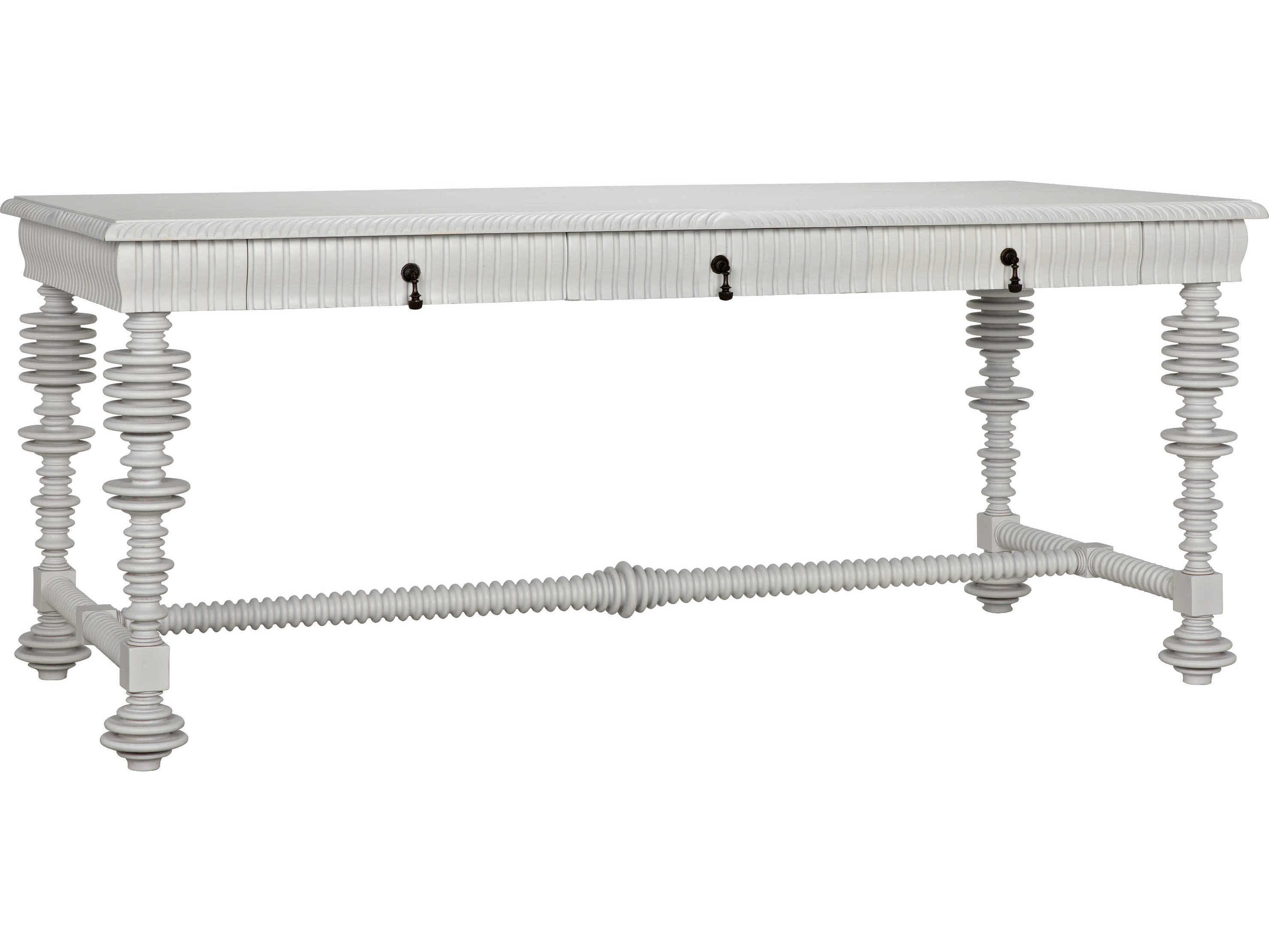 Noir Solid White Mahogany Wood Secretary Desk