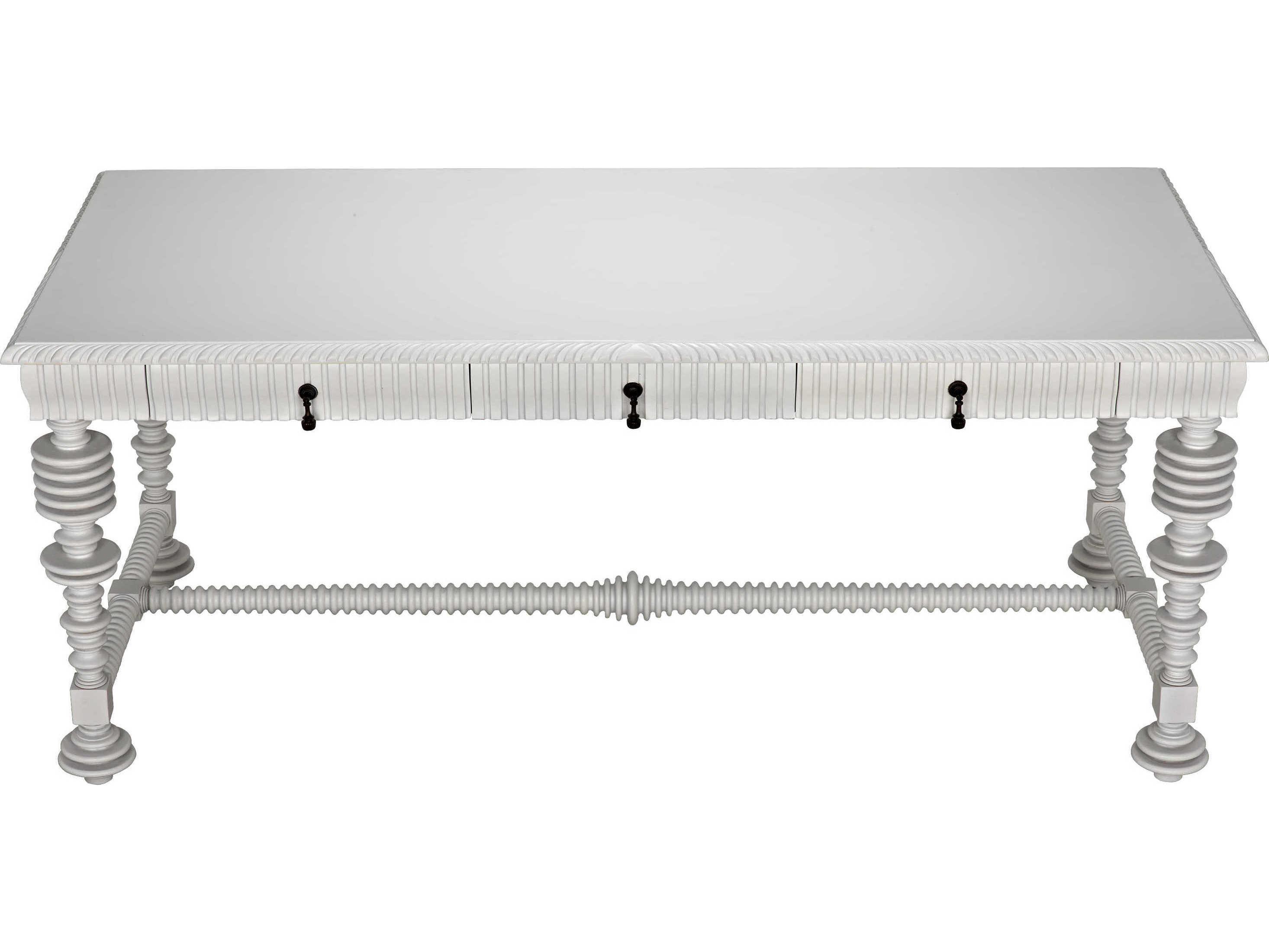 Noir Solid White Mahogany Wood Secretary Desk