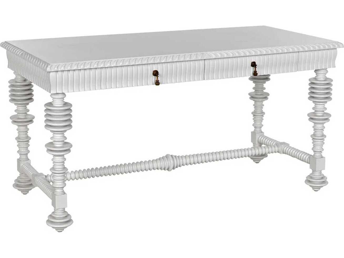 Noir Solid White Mahogany Wood Secretary Desk