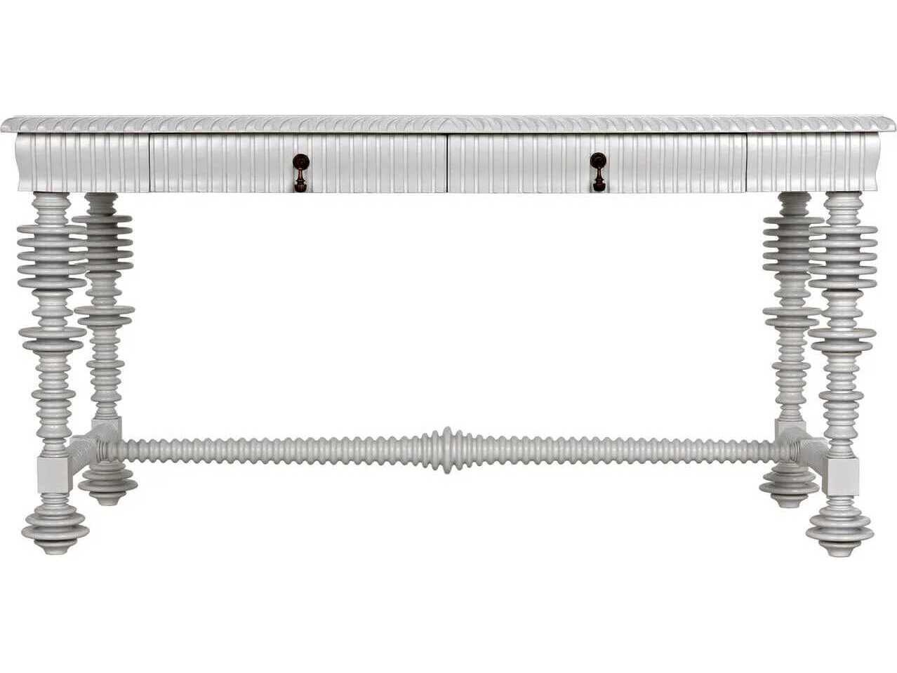 Noir Solid White Mahogany Wood Secretary Desk