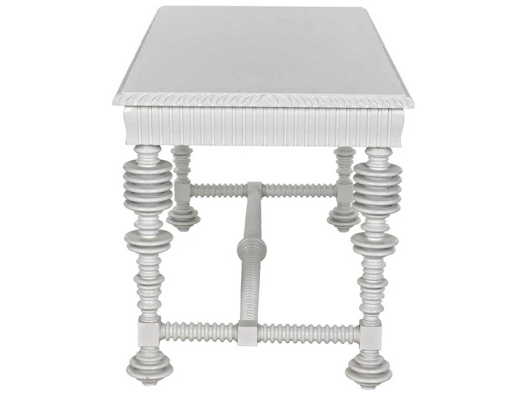 Noir Solid White Mahogany Wood Secretary Desk