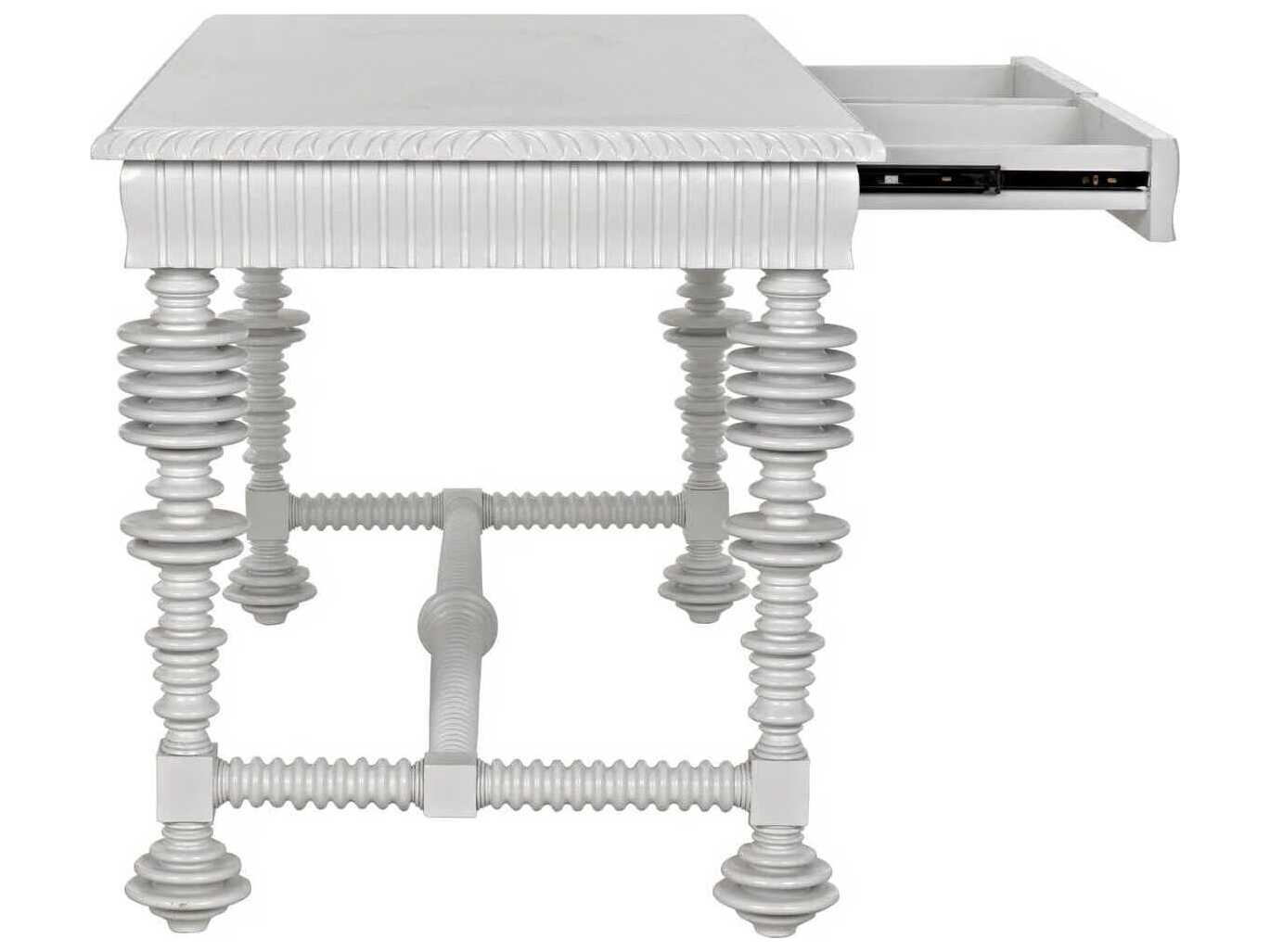 Noir Solid White Mahogany Wood Secretary Desk