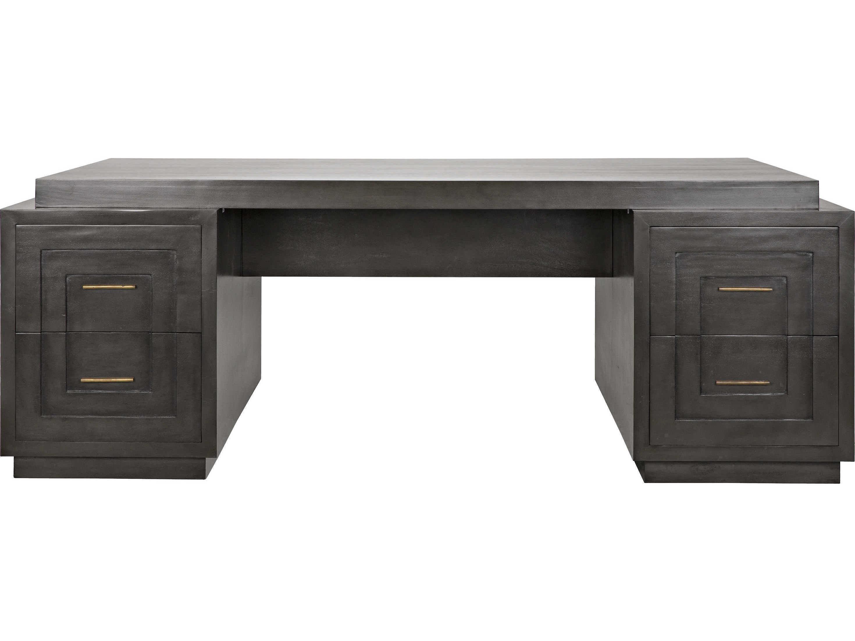 Noir Office Essentials Pale Brown Mahogany Wood Credenza Desk