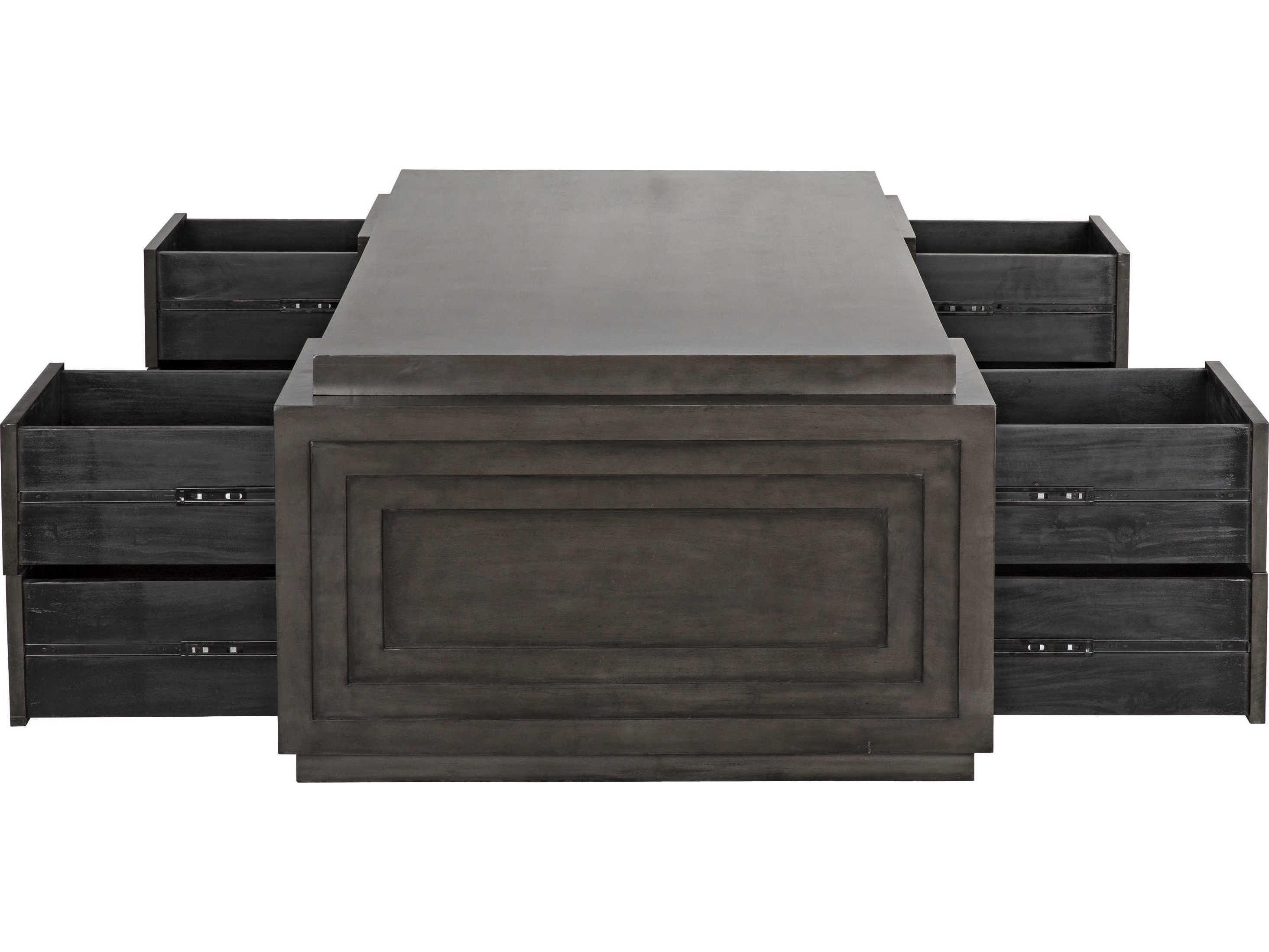 Noir Office Essentials Pale Brown Mahogany Wood Credenza Desk