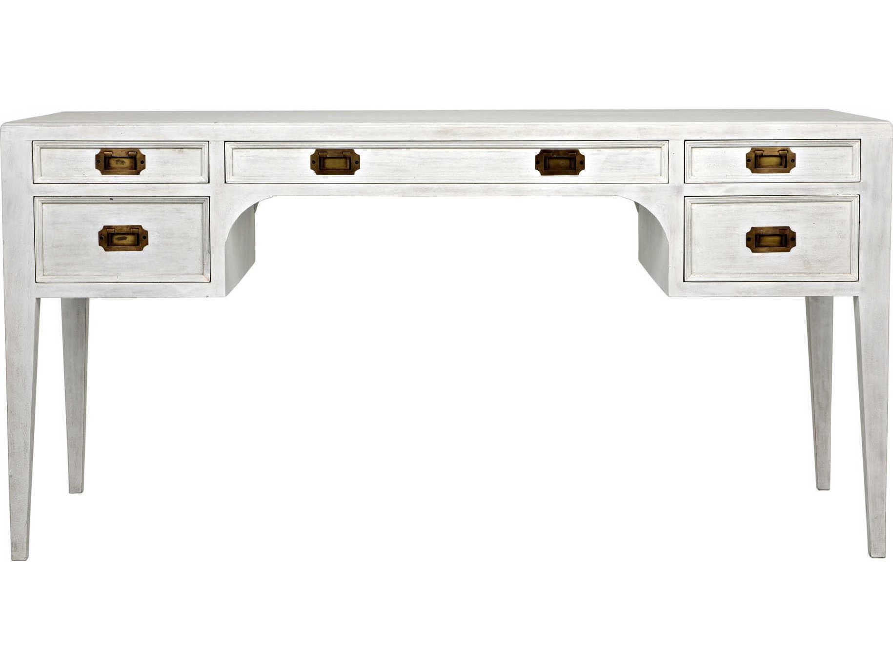 Noir White Wash Mahogany Wood Secretary Desk Writing