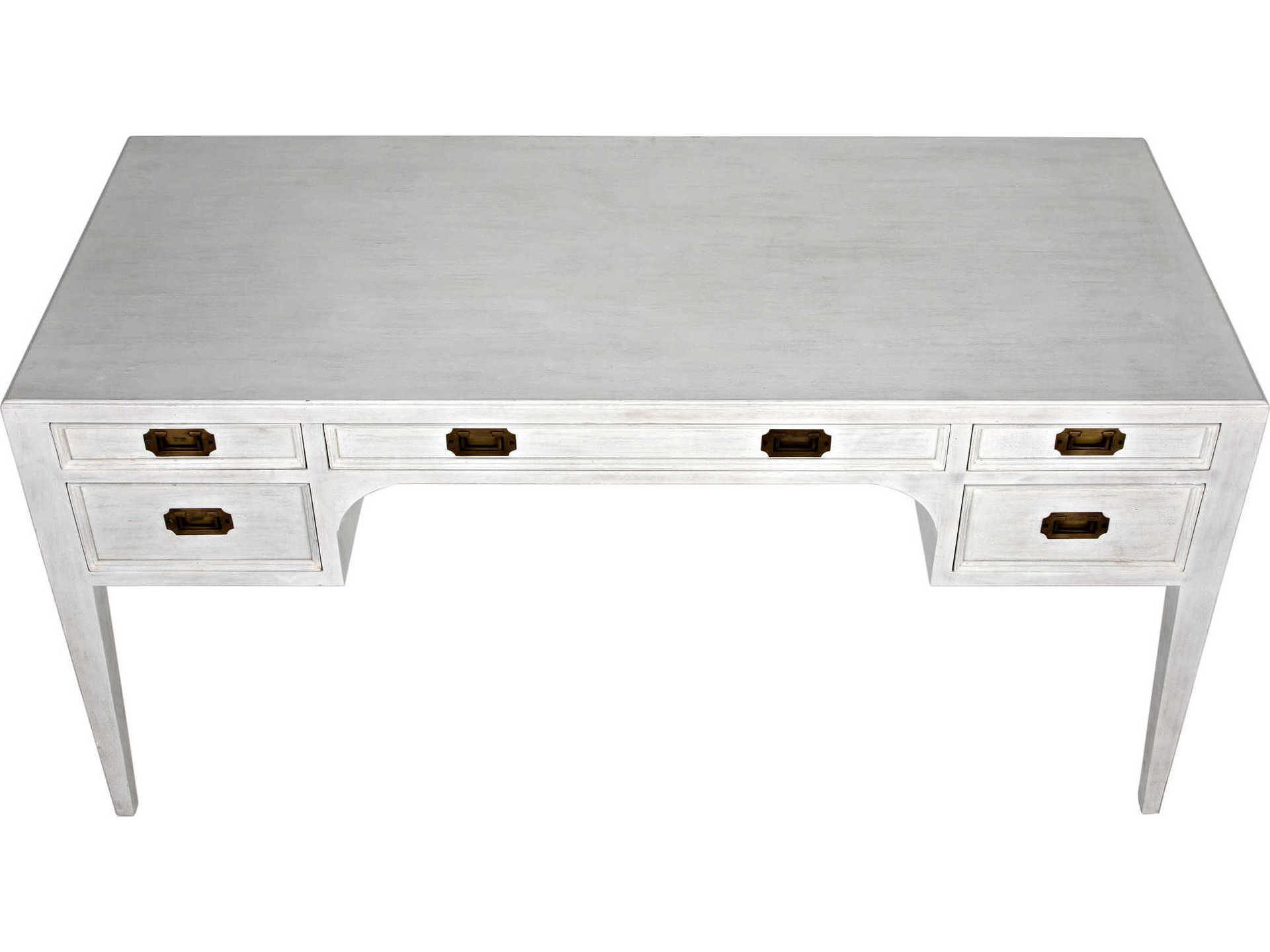 Noir White Wash Mahogany Wood Secretary Desk Writing