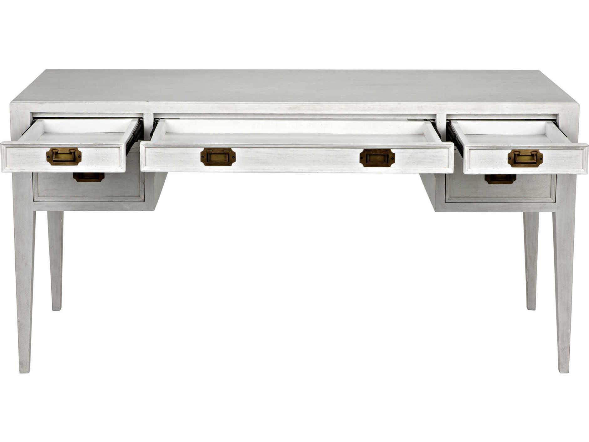 Noir White Wash Mahogany Wood Secretary Desk Writing