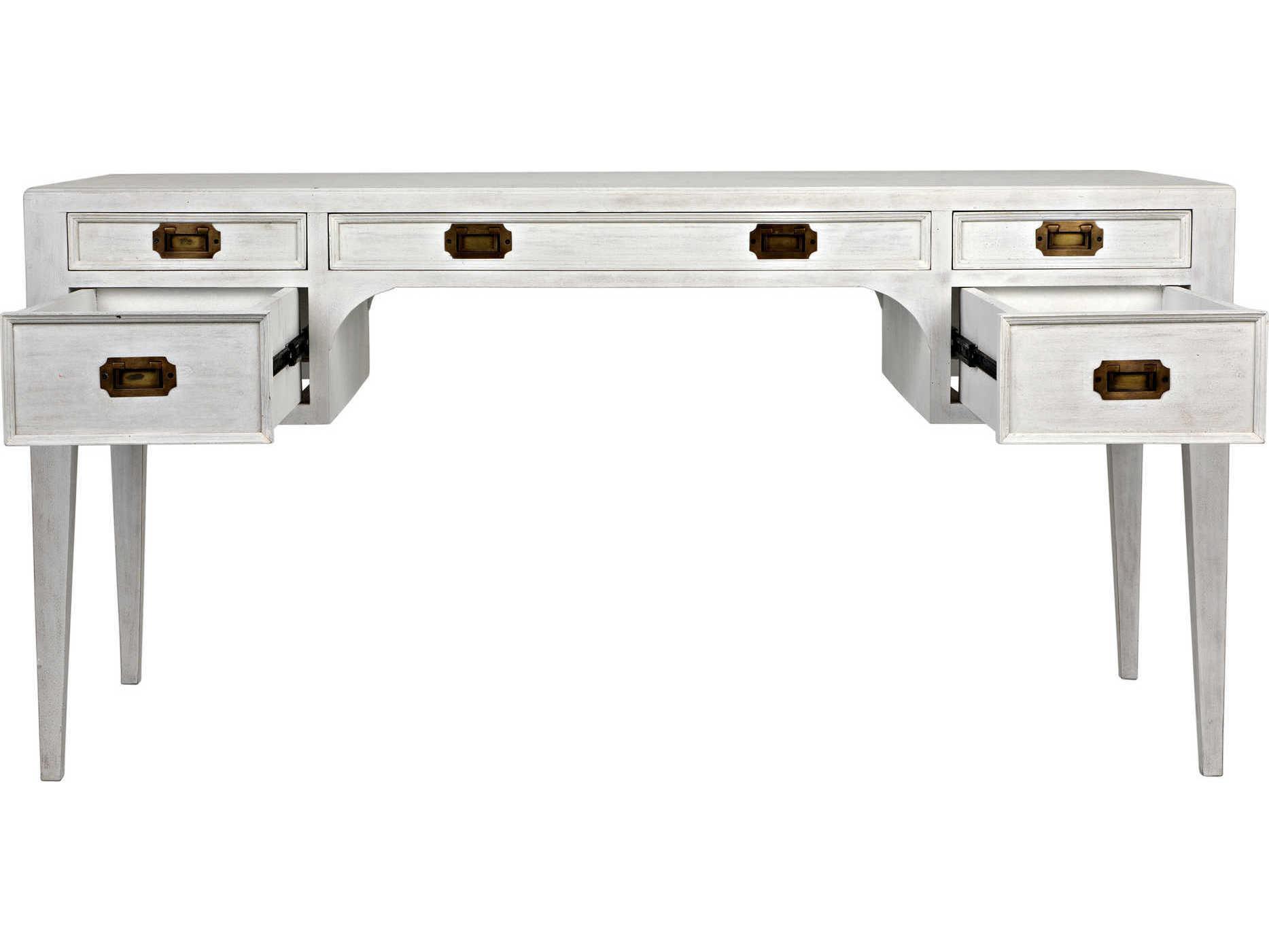 Noir White Wash Mahogany Wood Secretary Desk Writing