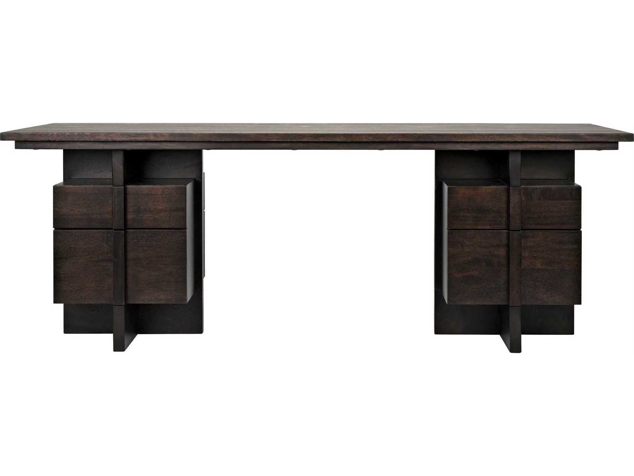 Noir Ebony Walnut Brown Wood Secretary Desk Writing