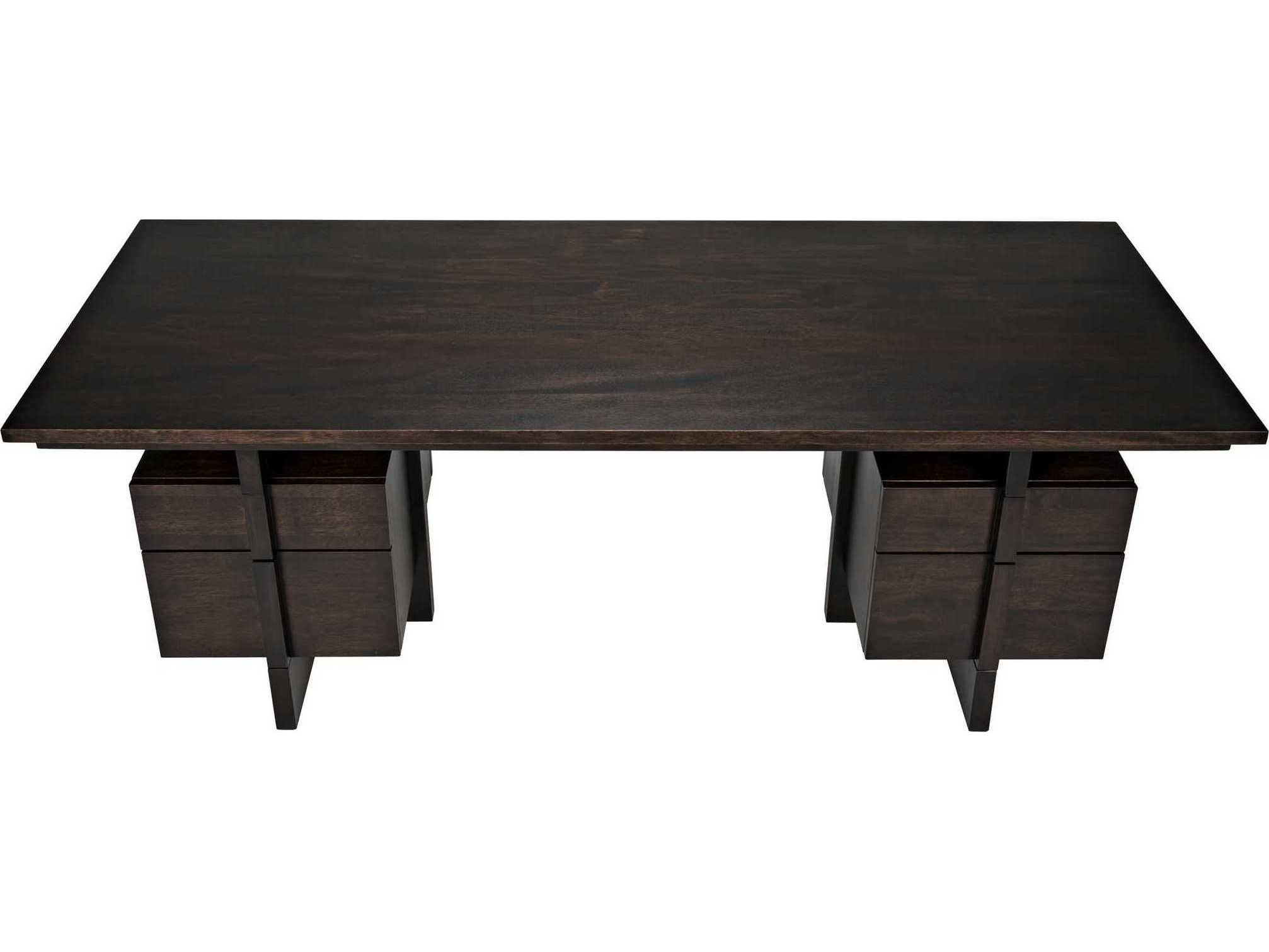 Noir Ebony Walnut Brown Wood Secretary Desk Writing