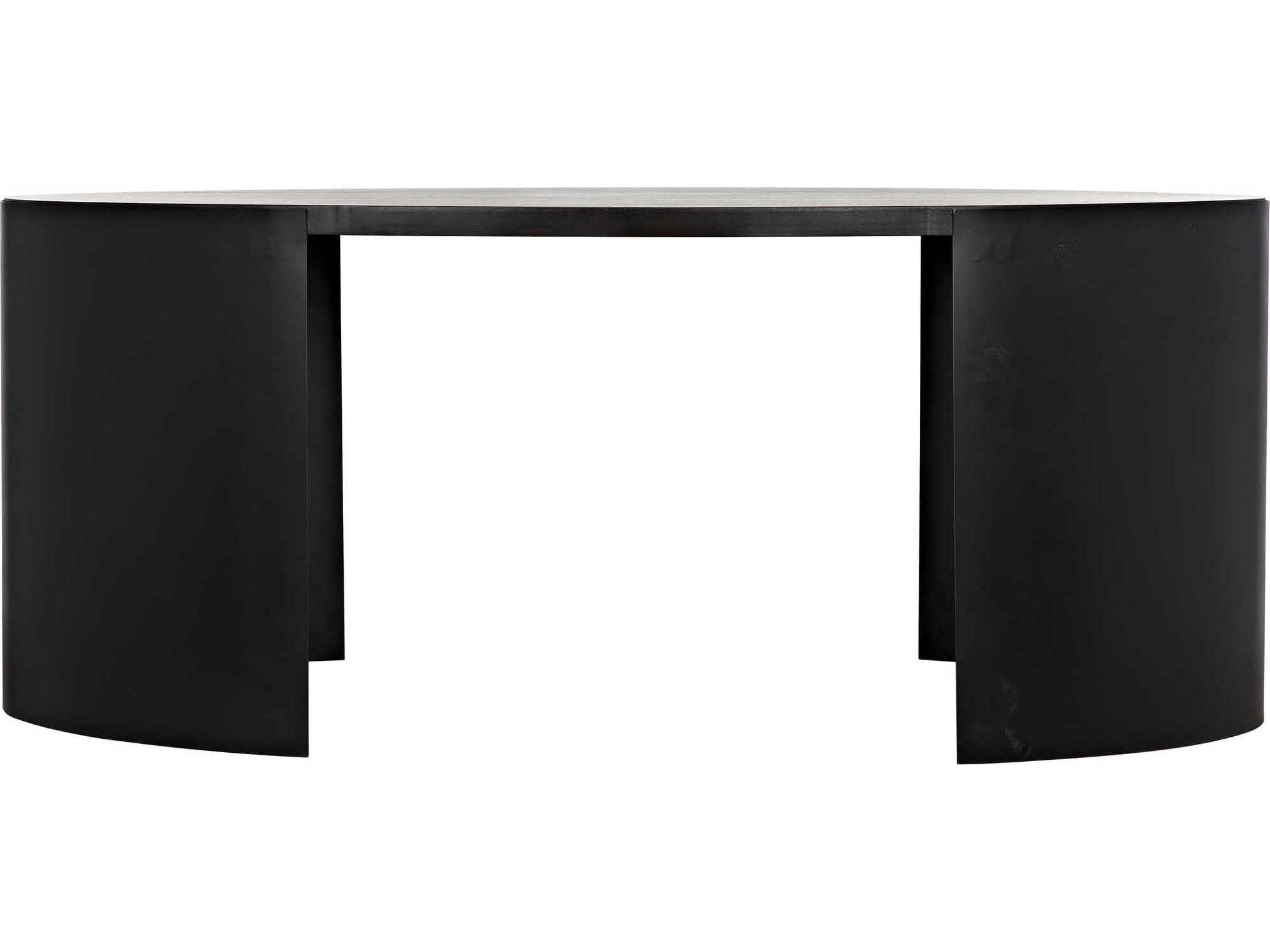 Noir Ebony Walnut Black Metal Wood Computer Desk