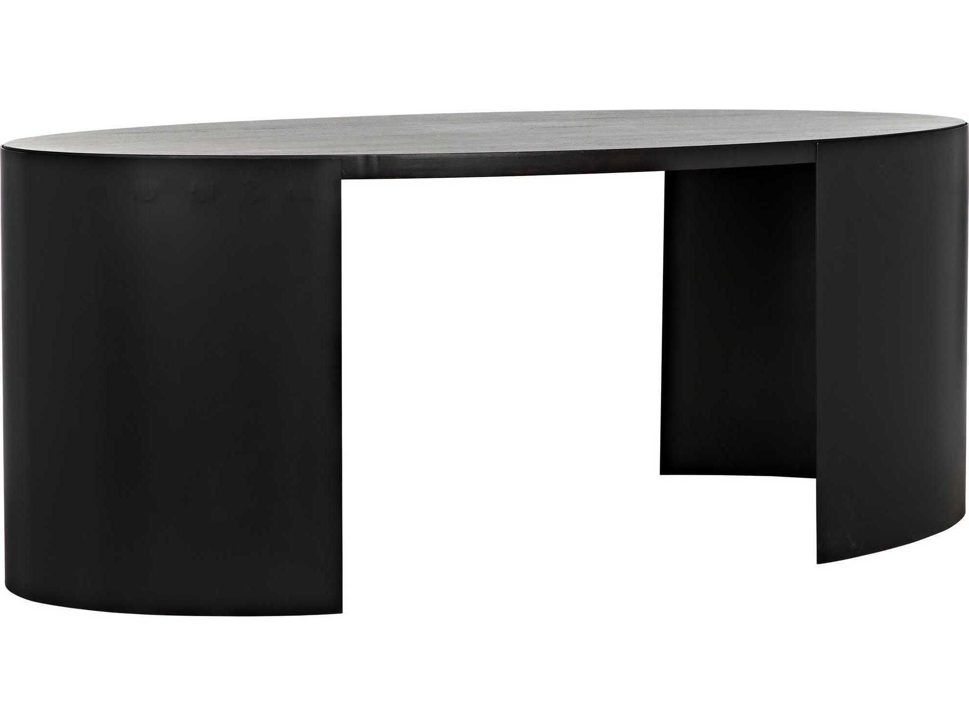 Noir Ebony Walnut Black Metal Wood Computer Desk