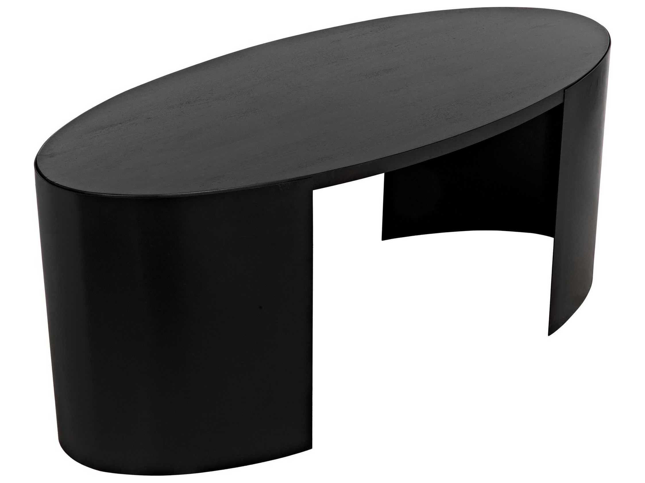 Noir Ebony Walnut Black Metal Wood Computer Desk