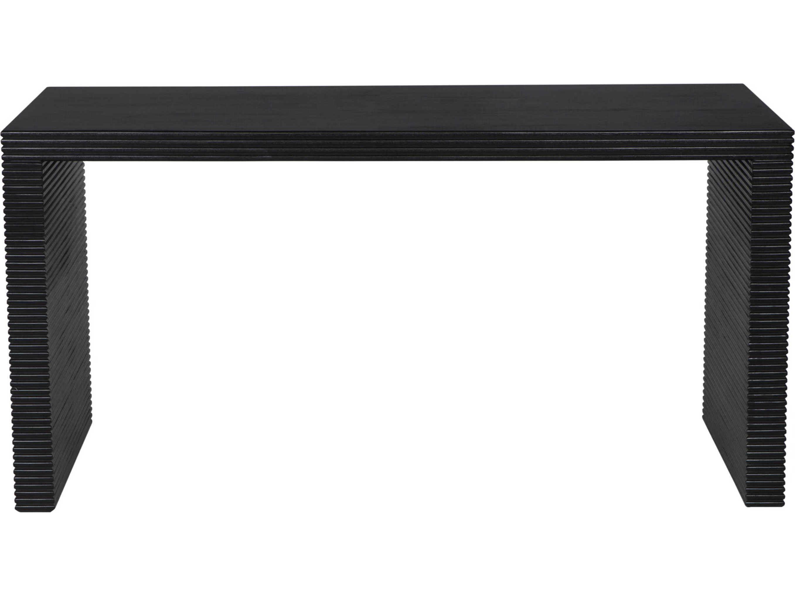 Noir Manhattan Hand Rubbed Black Mahogany Wood Computer Desk