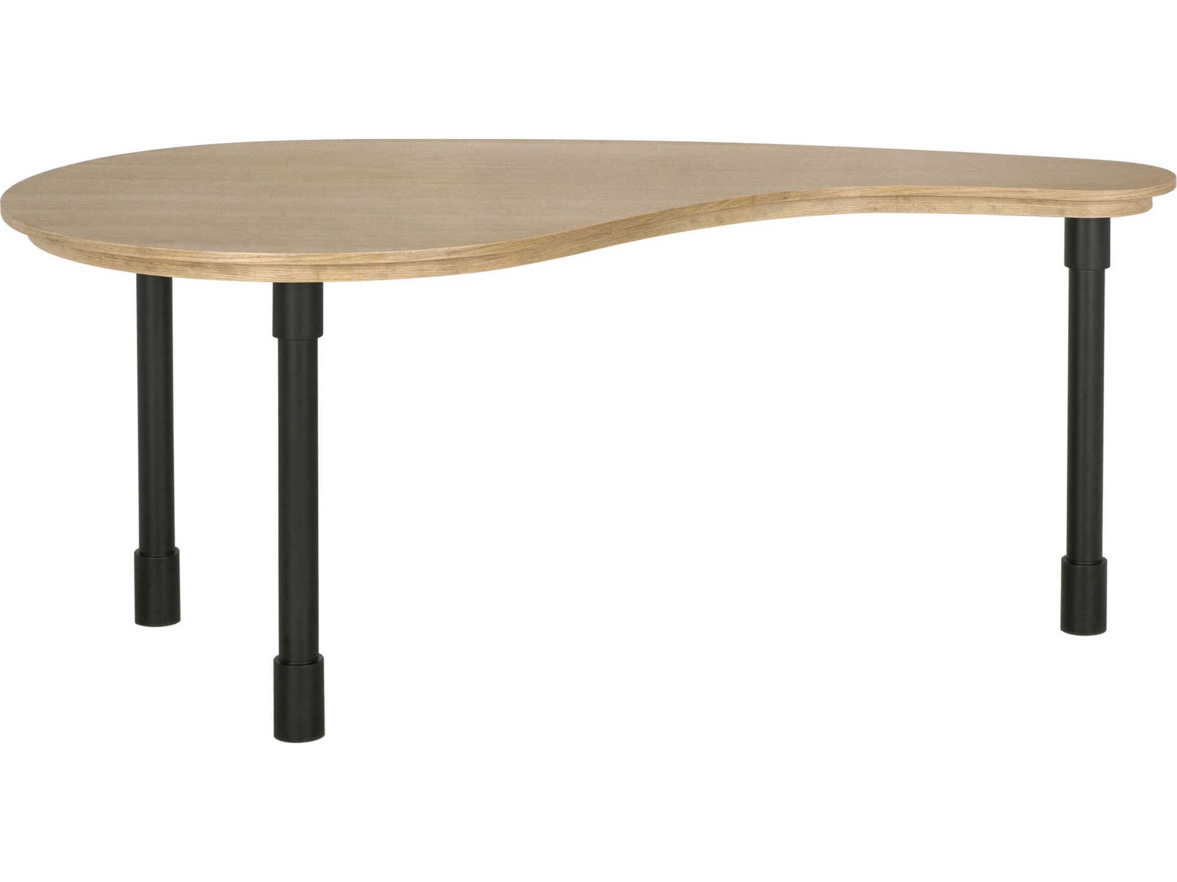 Noir Emory Natural And Matte Black Oak Wood Computer Desk
