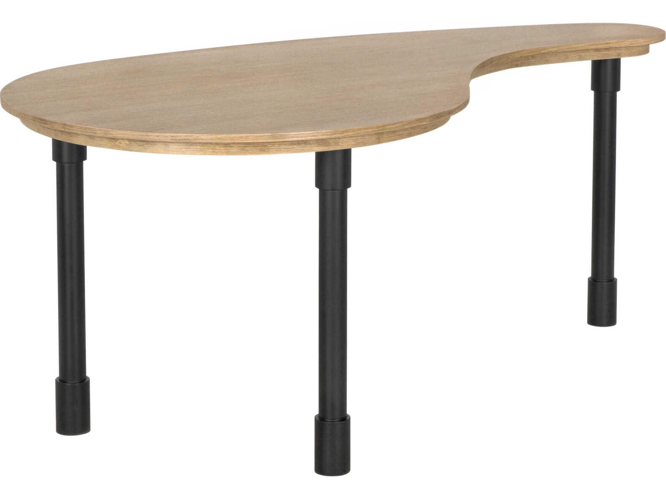 Noir Emory Natural And Matte Black Oak Wood Computer Desk