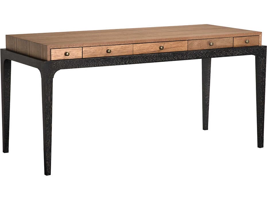 Noir Memphis Dark Walnut And Black Brown Wood Writing Desk