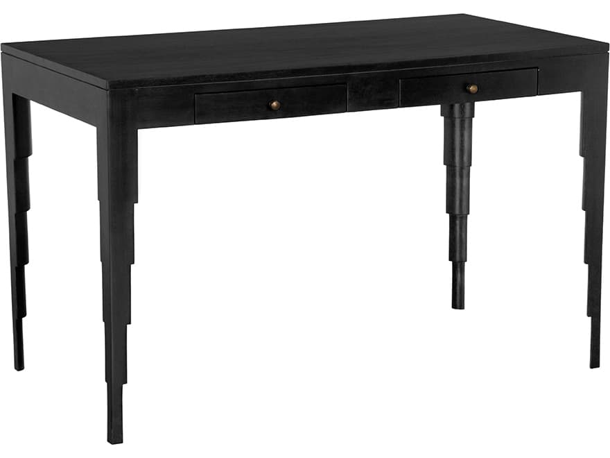 Noir Othello Hand Rubbed Black Mahogany Wood Writing Desk