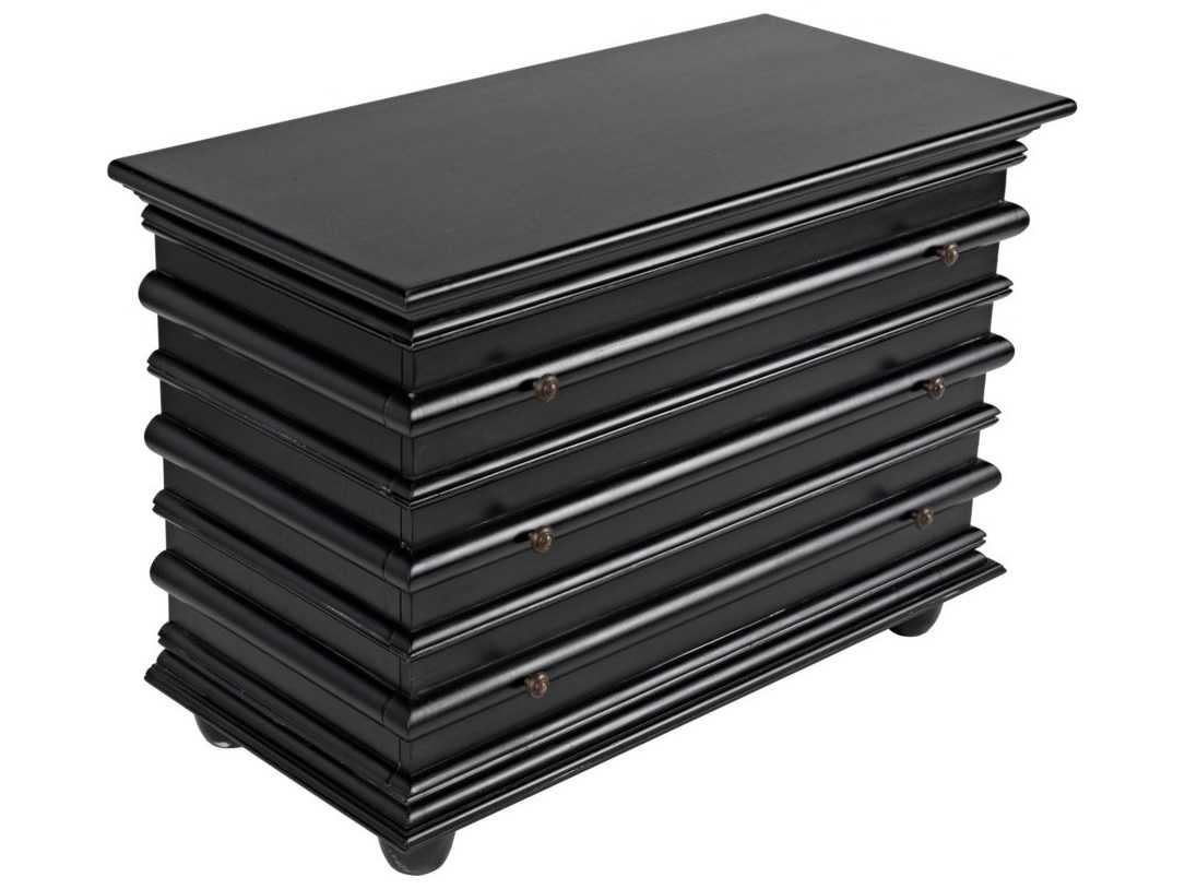 Noir Bedroom Storage Hand Rubbed Black Mahogany Wood Accent Chest