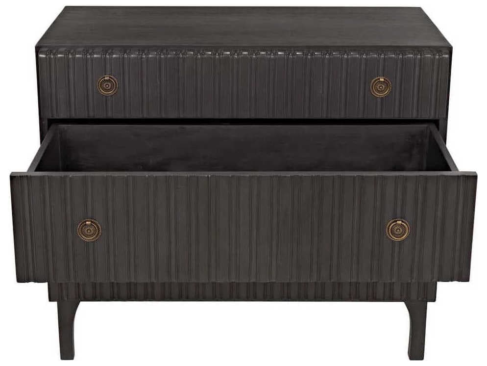 Noir Bedroom Storage Daryl 3-Drawers Black Mahogany Wood Dresser
