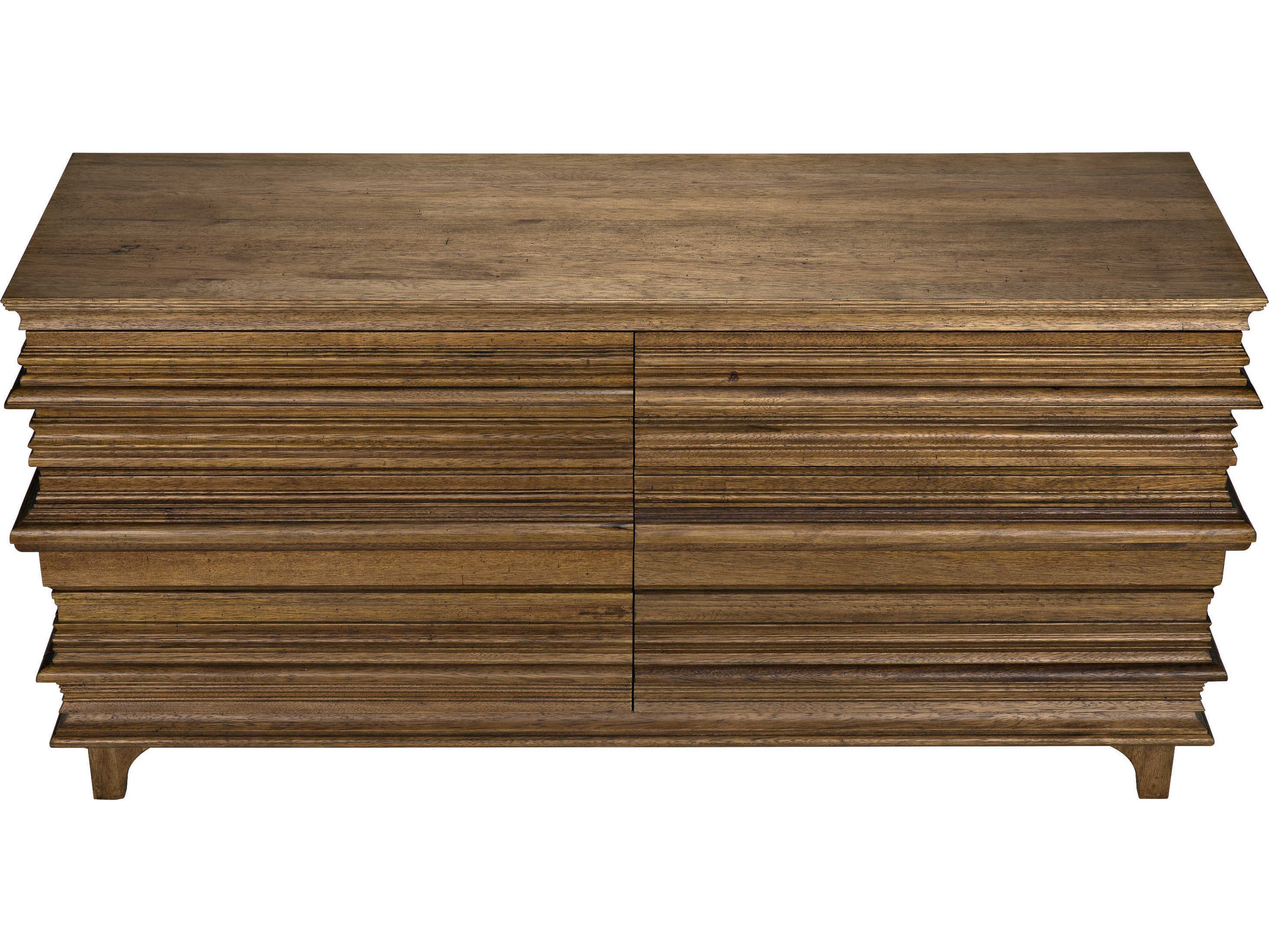 Noir Bedroom Storage Bernard 6-Drawers Brown Walnut Wood Double Dresser