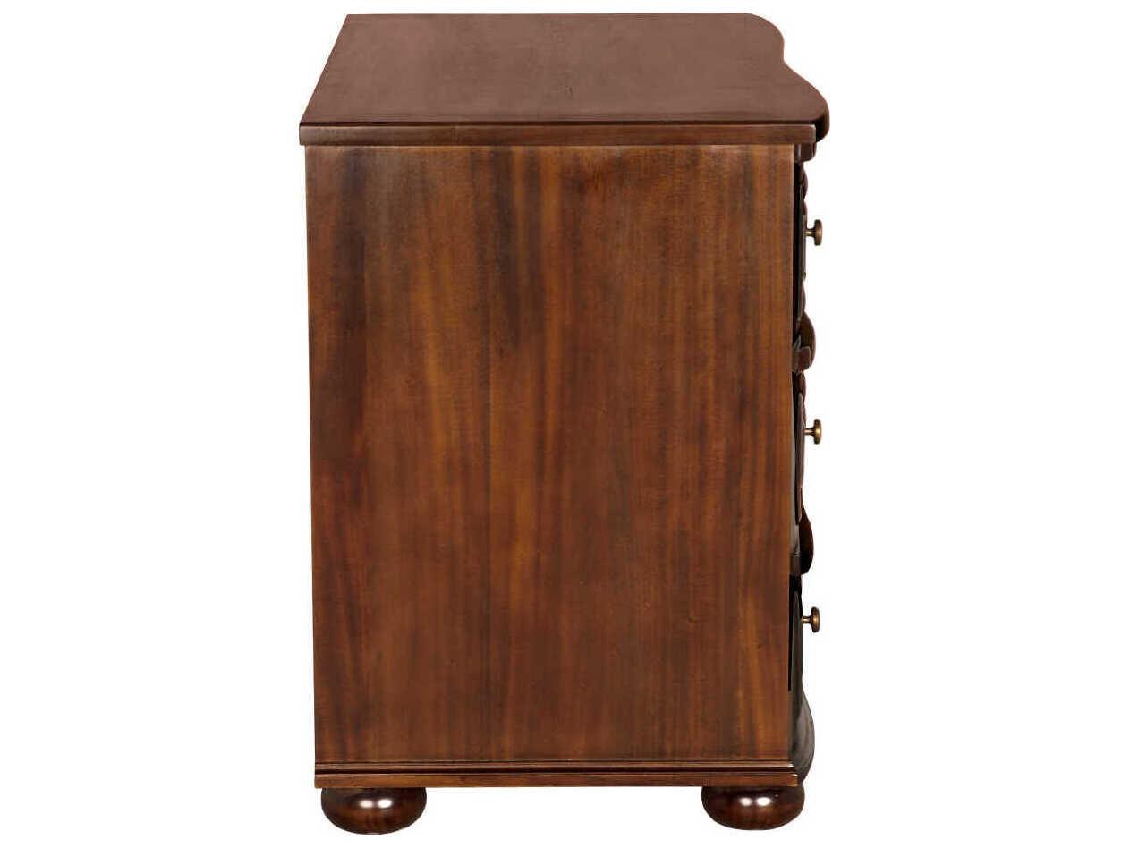Noir Lauren 3-Drawers Mahogany Wood Hand Rubbed Brown Dresser