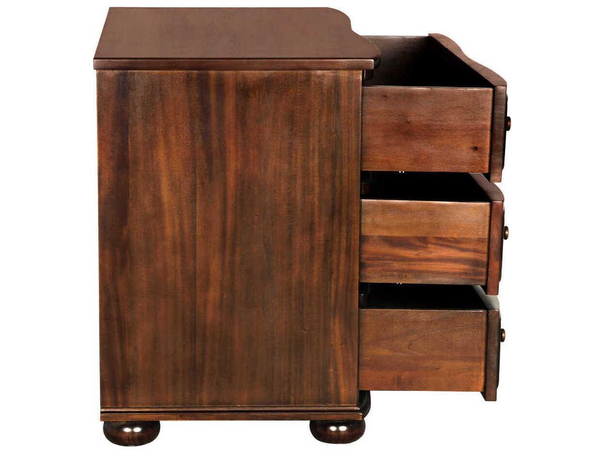 Noir Lauren 3-Drawers Mahogany Wood Hand Rubbed Brown Dresser