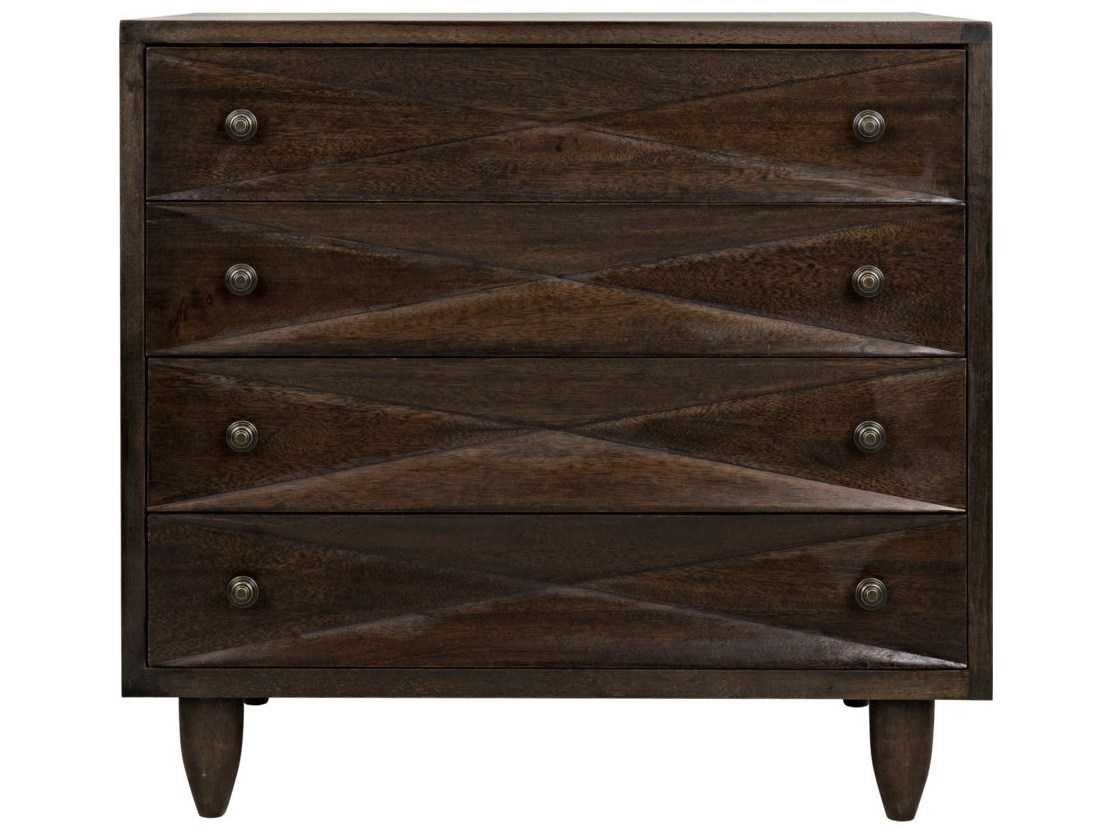 Noir Bedroom Storage Ebony Walnut Brown Wood Accent Chest