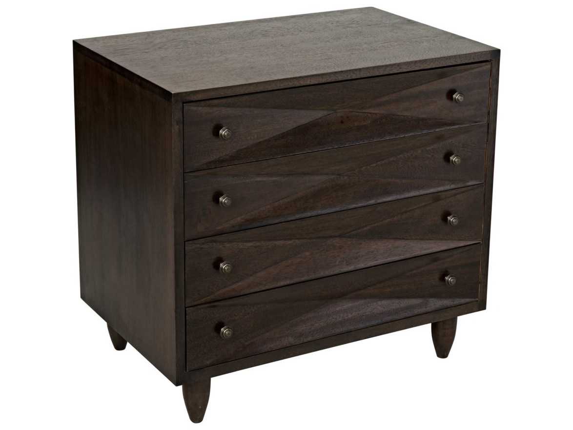 Noir Bedroom Storage Ebony Walnut Brown Wood Accent Chest