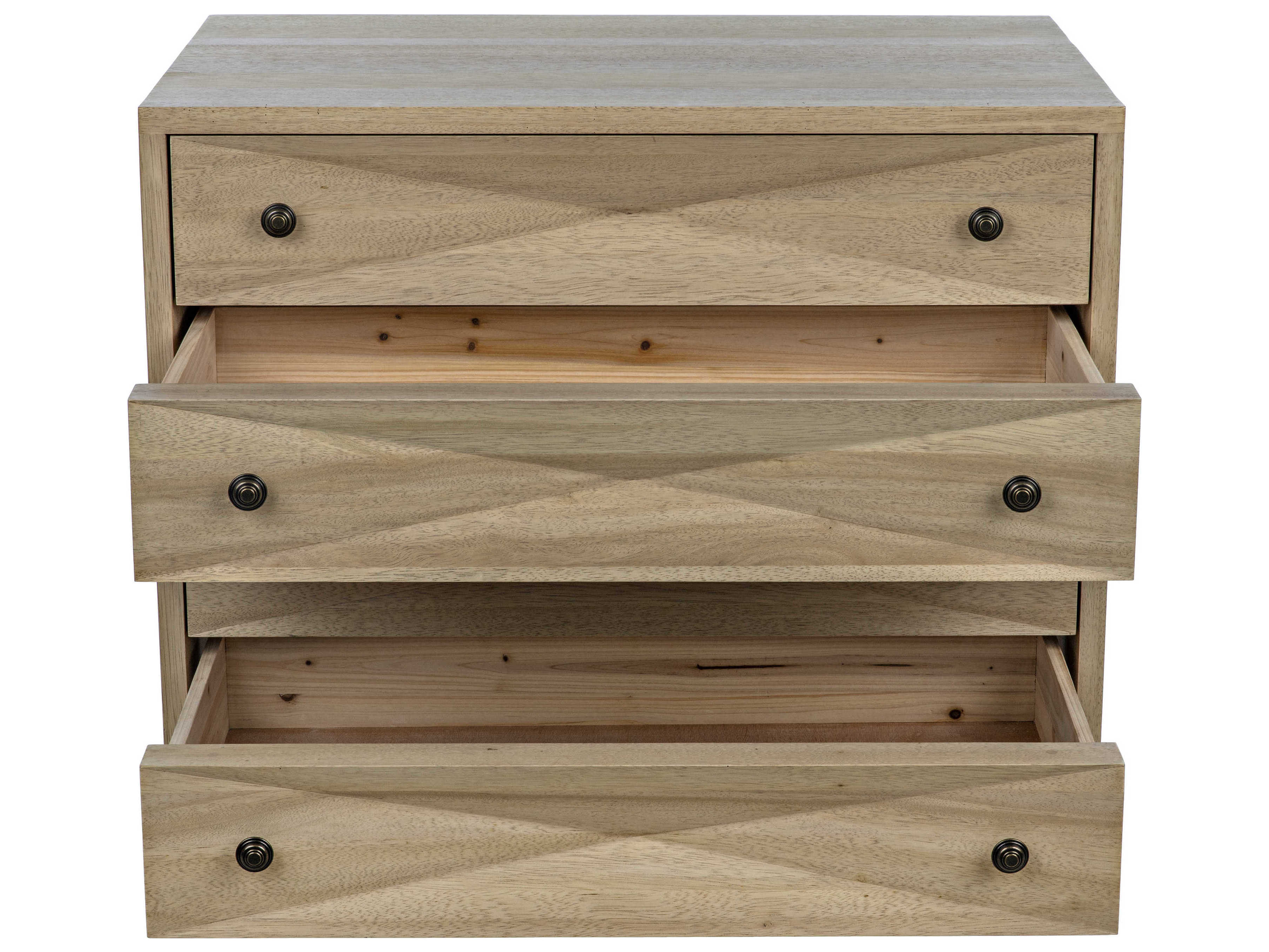 Noir Bedroom Storage Washed Walnut Beige Wood Accent Chest