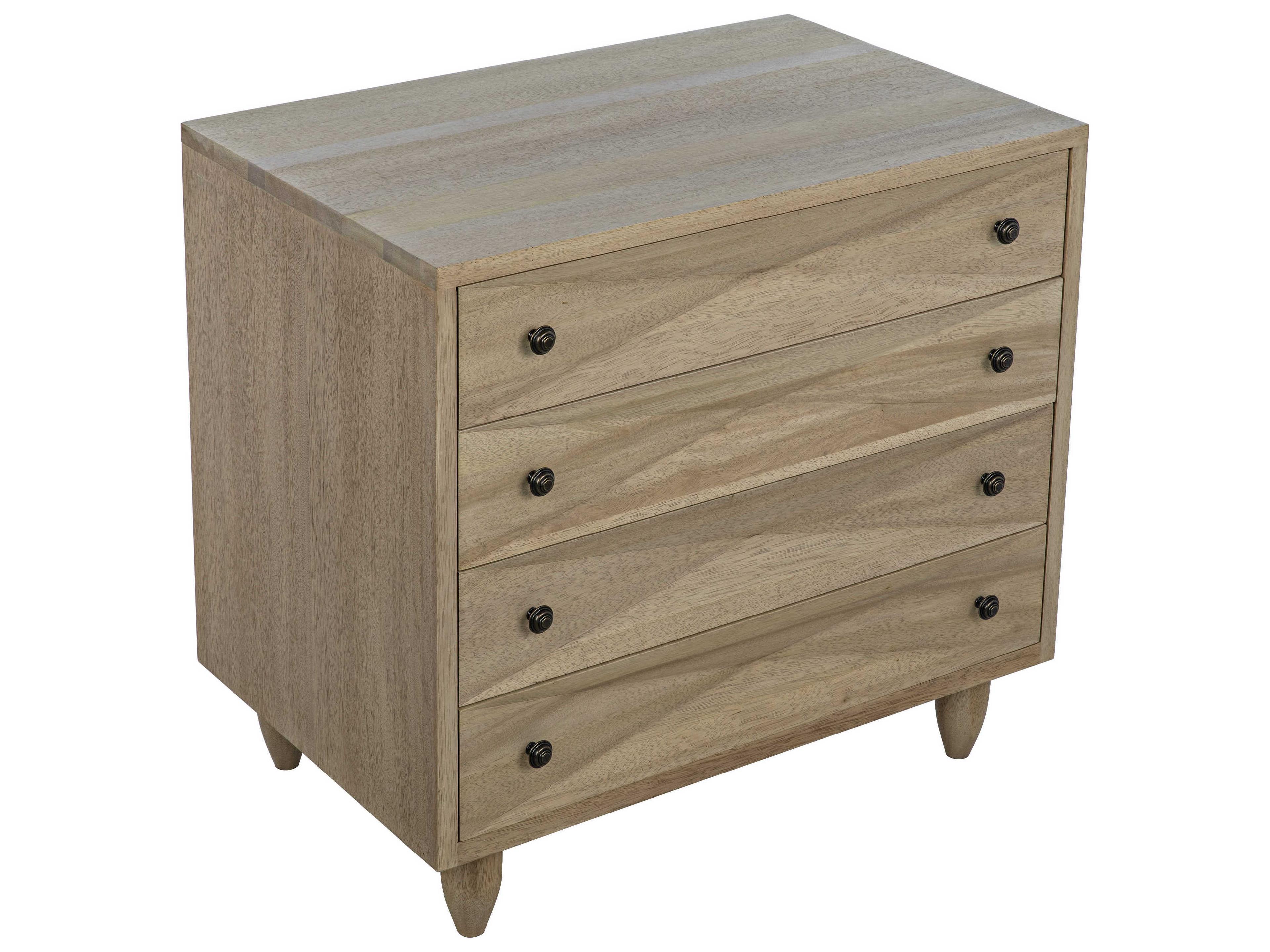 Noir Bedroom Storage Washed Walnut Beige Wood Accent Chest
