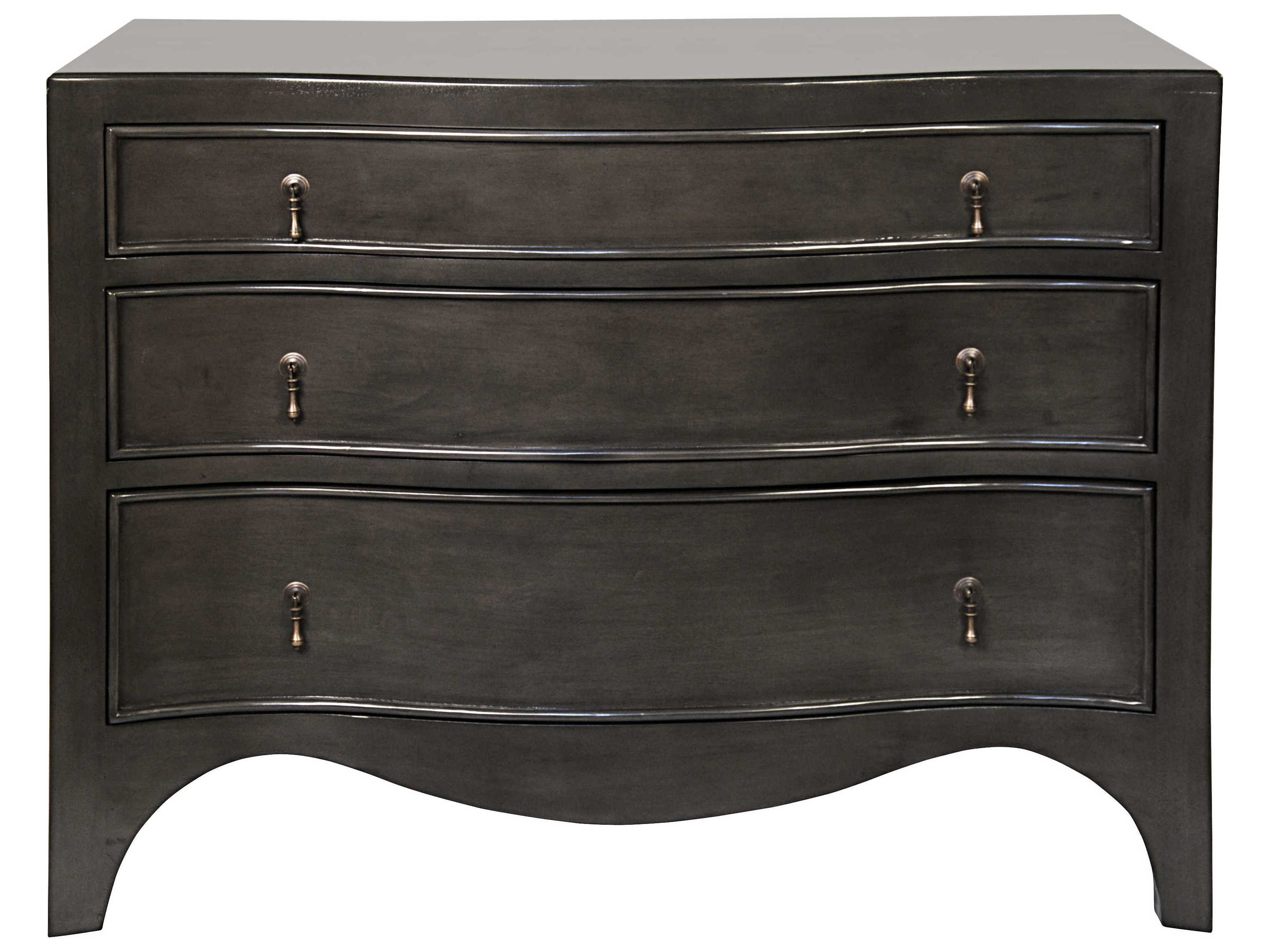 Noir Bedroom Storage Brentford 3-Drawers Brown Mahogany Wood Dresser