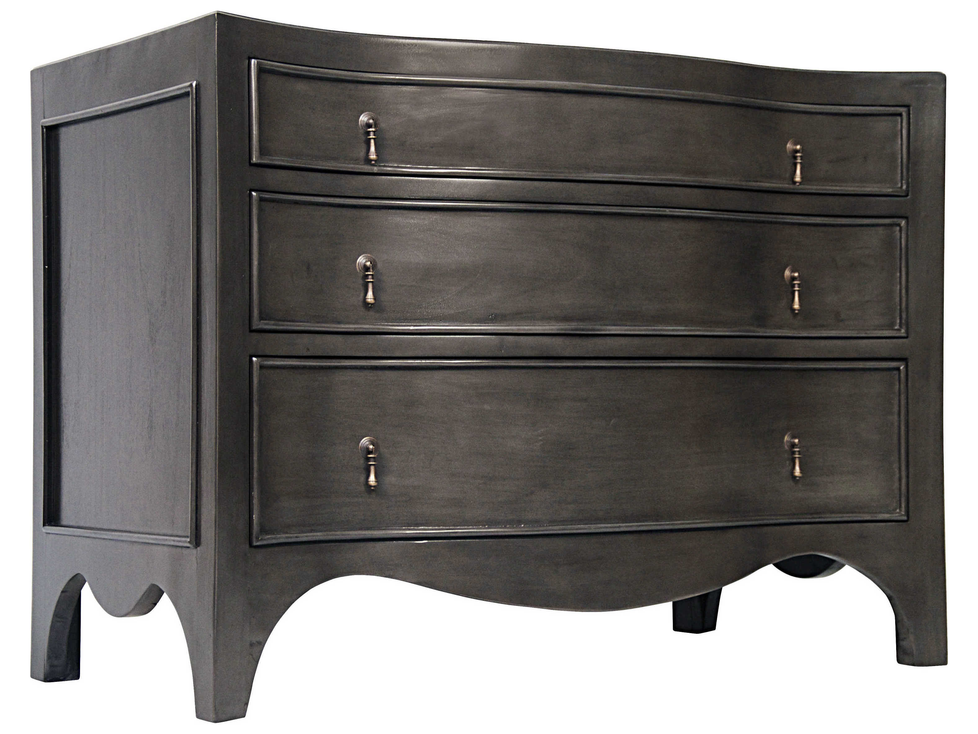 Noir Bedroom Storage Brentford 3-Drawers Brown Mahogany Wood Dresser