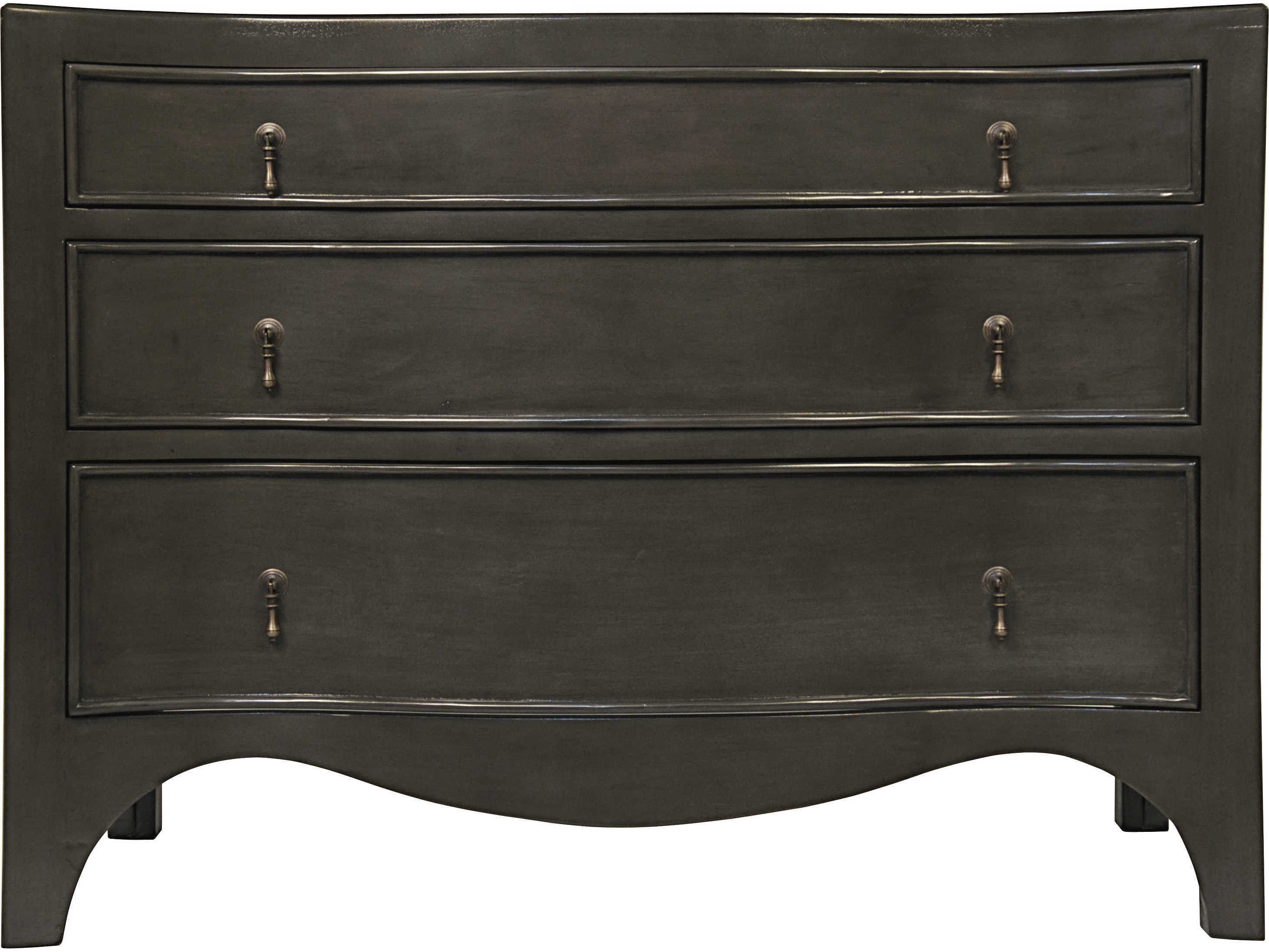 Noir Bedroom Storage Brentford 3-Drawers Brown Mahogany Wood Dresser