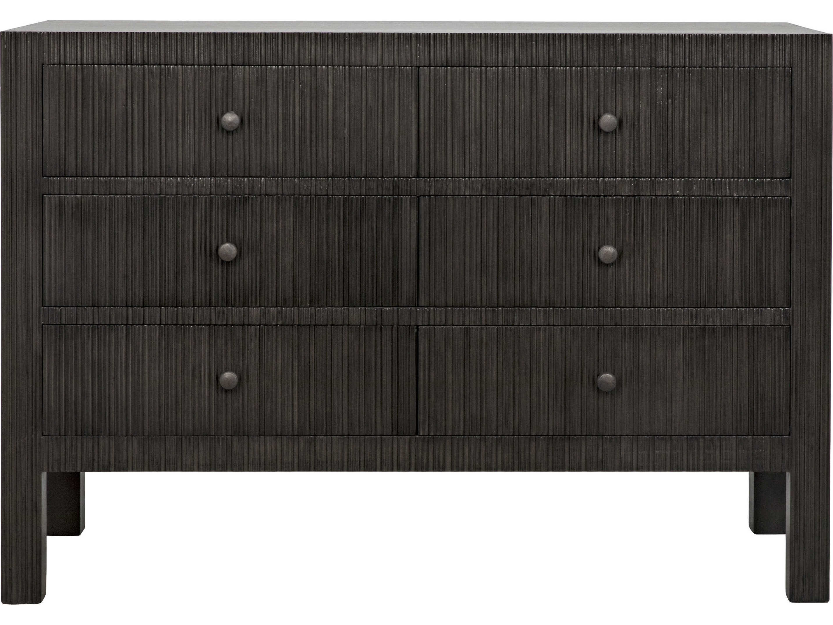 Noir Conrad 6-Drawers Black Mahogany Wood Double Dresser