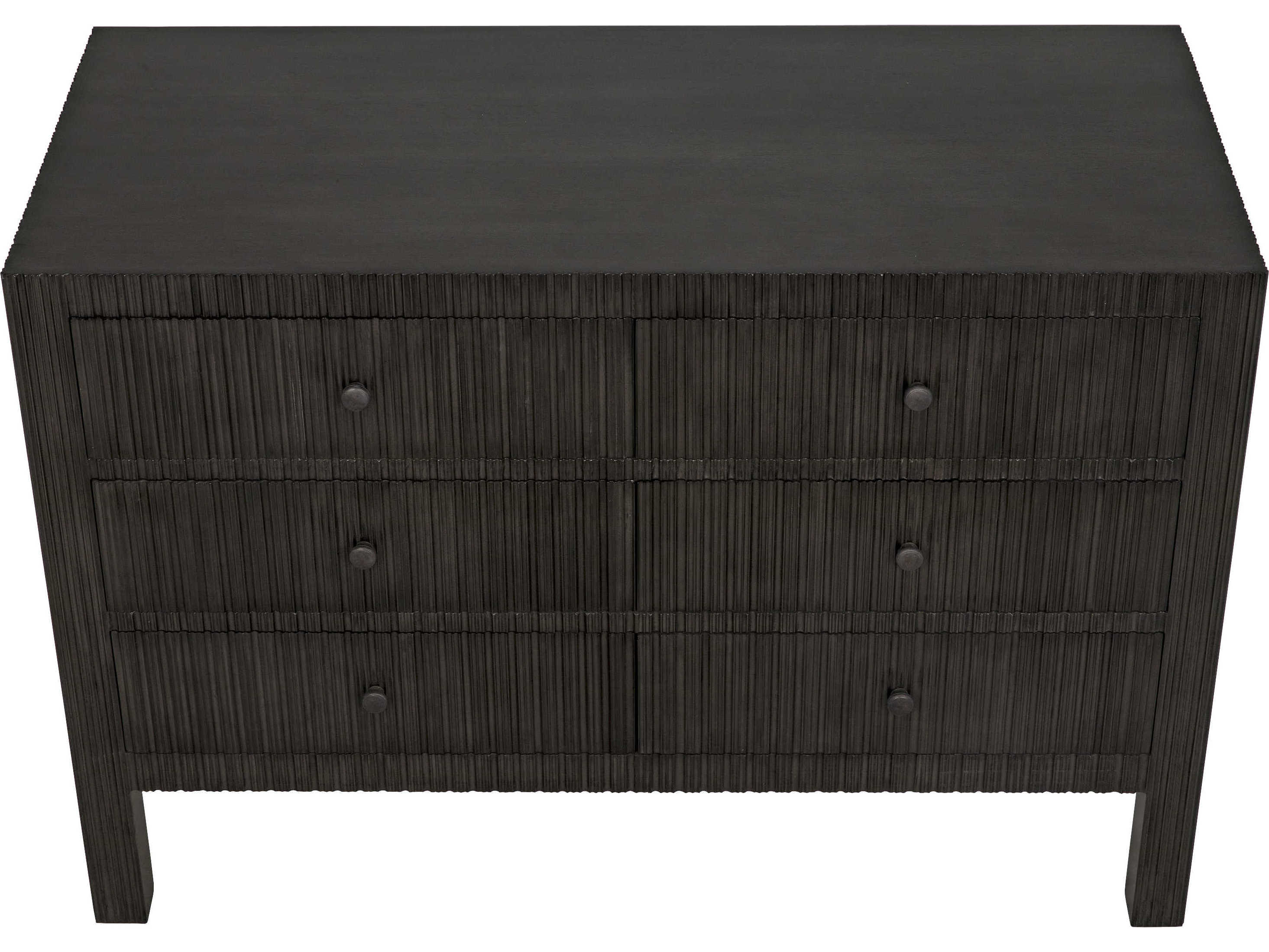 Noir Conrad 6-Drawers Black Mahogany Wood Double Dresser