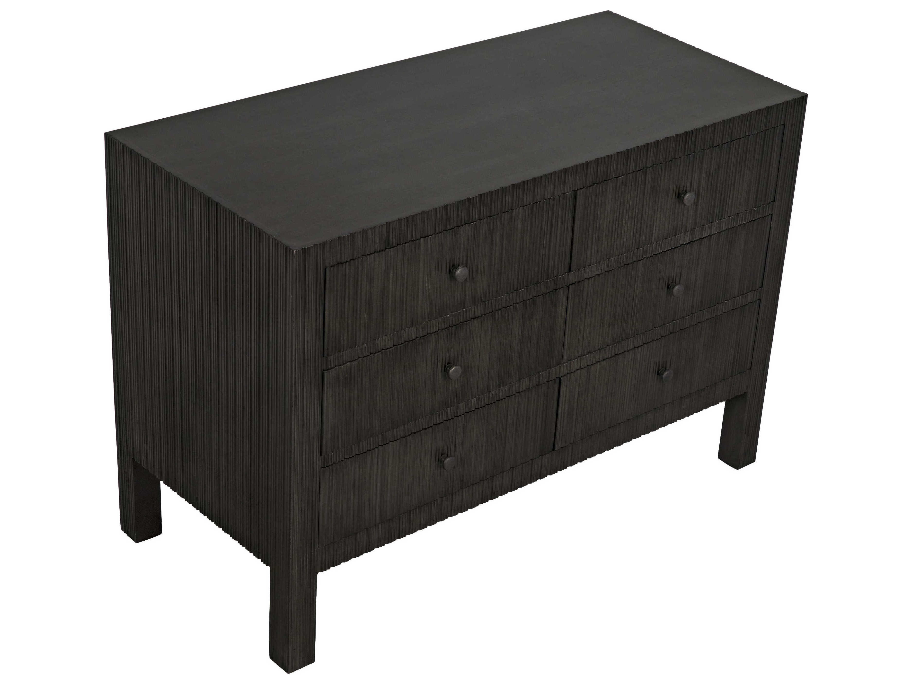 Noir Conrad 6-Drawers Black Mahogany Wood Double Dresser